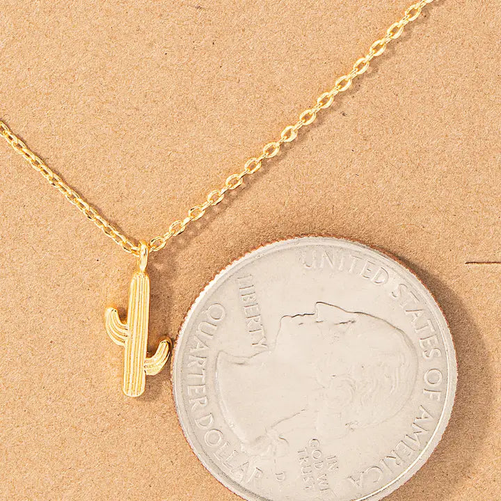 Dainty Cactus Pendant Necklace - Henderson's Western Store