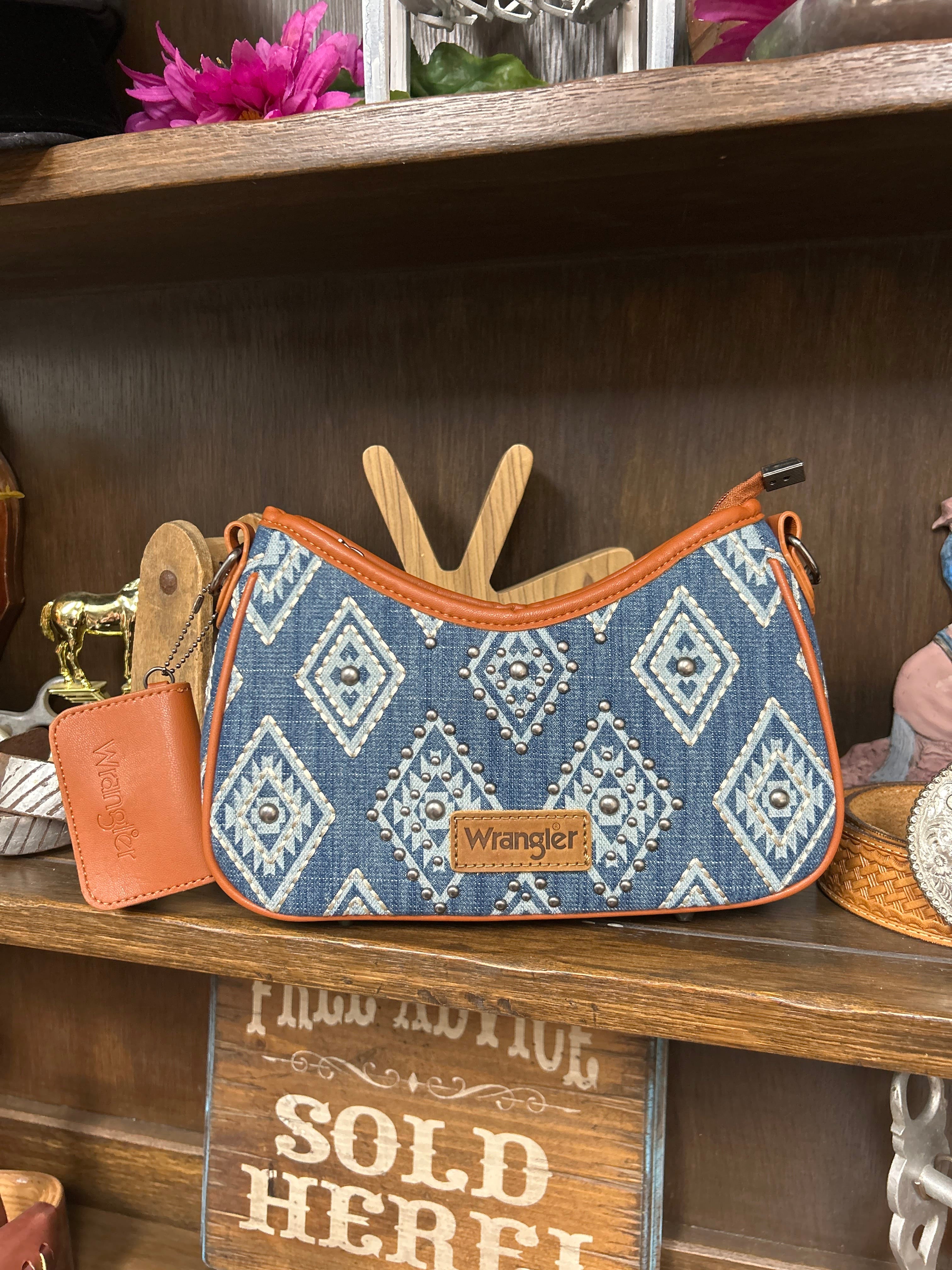 Wrangler Aztec Studded Shoulder Bag with Mini Pouch - Henderson's Western Store