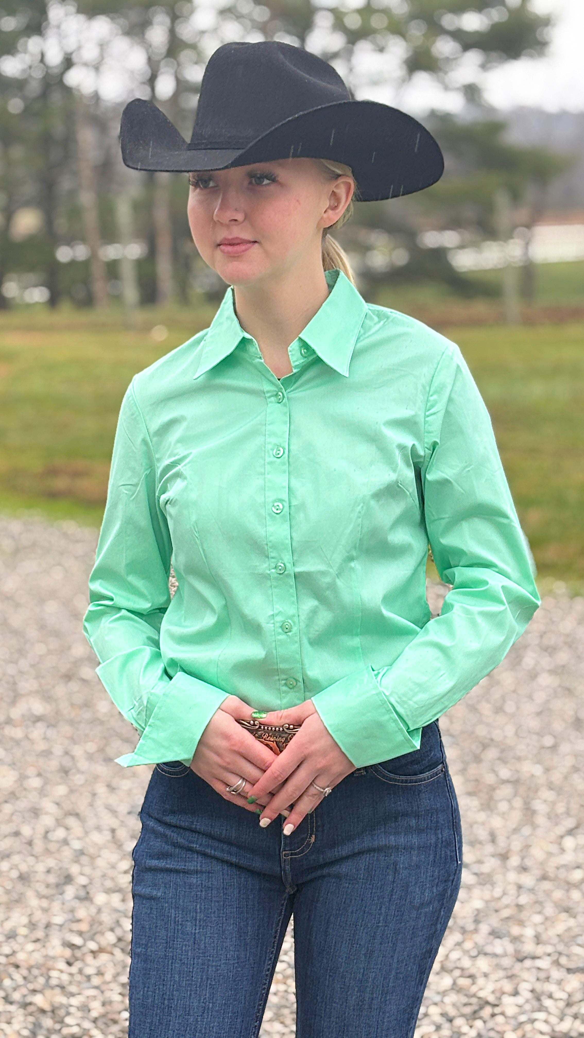 Solid Button Down Shirts ~ Seafoam - Henderson's Western Store