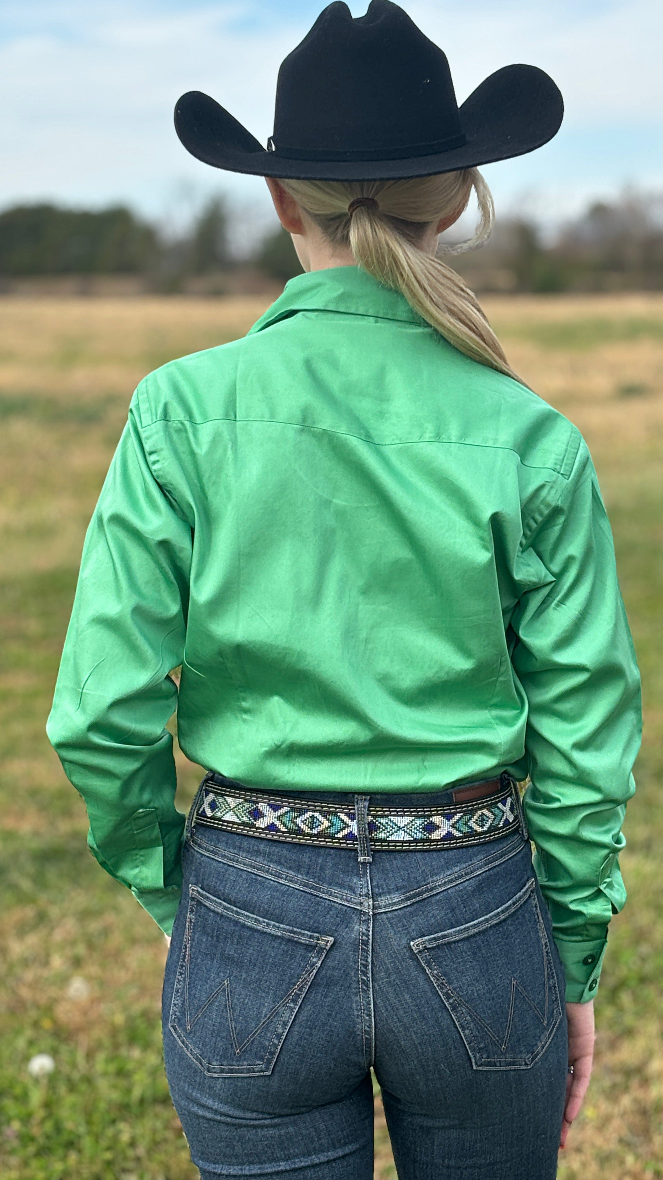 RHC Solid Button Down ~ Apple Green - Henderson's Western Store