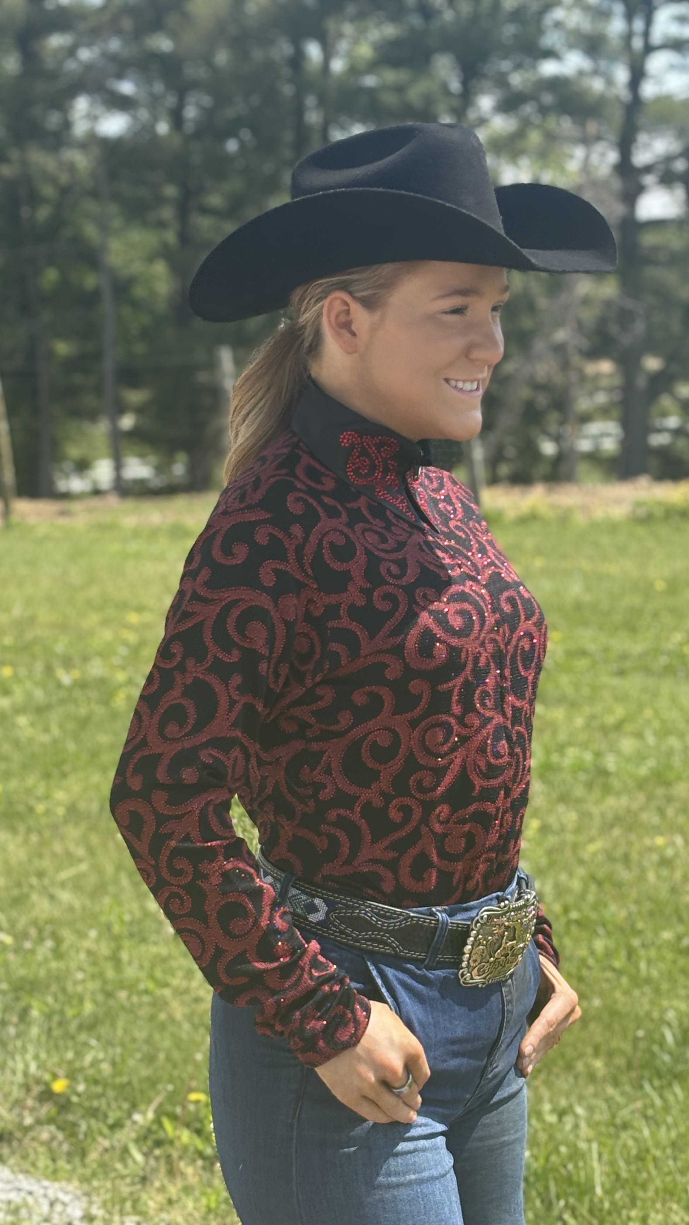 Red Raspberry Leopard Print Front Zip Shirt - Henderson's Western Store