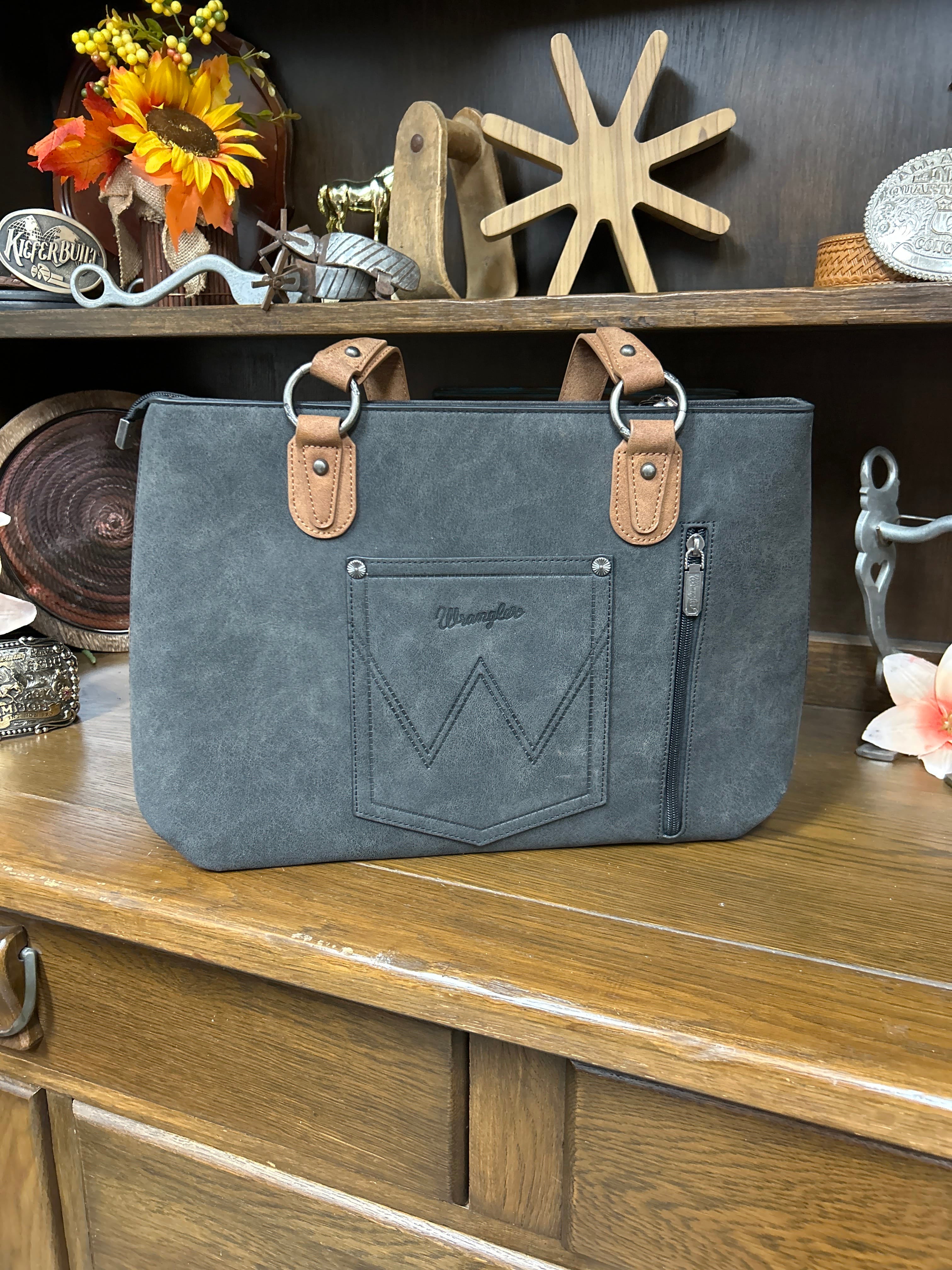 Wrangler Braided Whipstitch Zippered Tote ~ Black - Henderson's Western Store