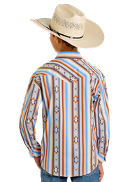 Boy's Stripe Aztec Print by Rock & Roll ~ Orange - Henderson's Western Store