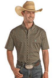 Men's Geo Print by Rock & Roll ~ Dark Brown - Henderson's Western Store