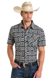 Men's Aztex TekWestern Snap ~ Charcoal - Henderson's Western Store