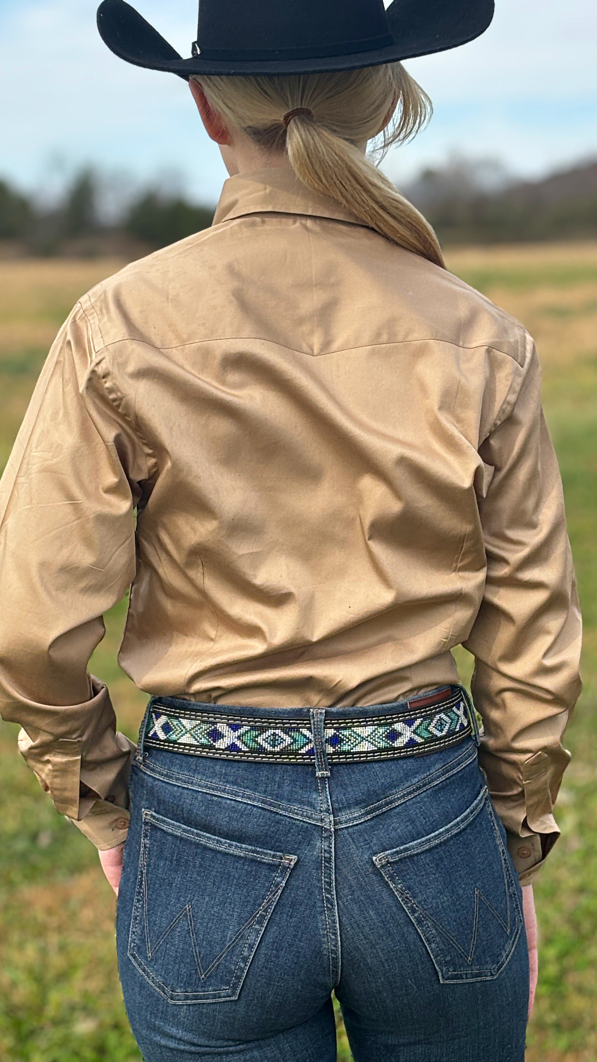 RHC Solid Button Down ~ Tan - Henderson's Western Store