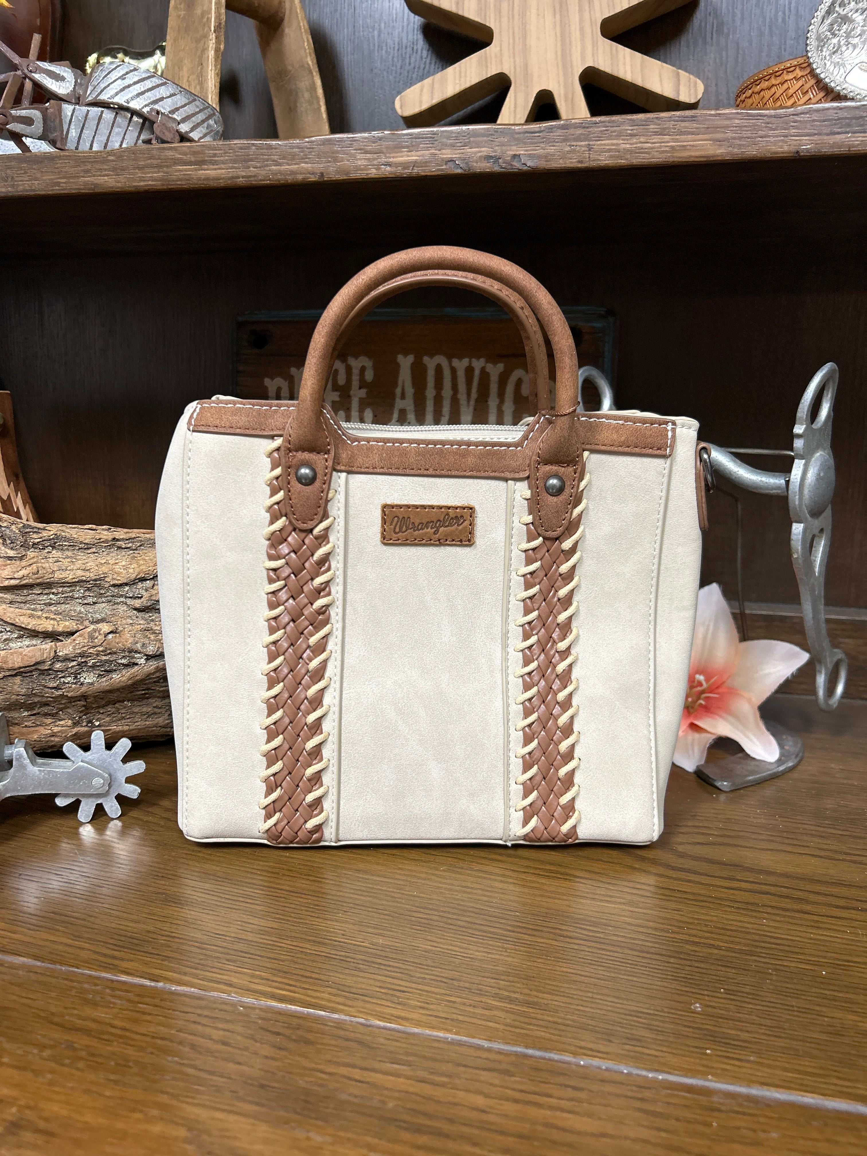Wrangler Braided Whipstitch Tote ~ Beige - Henderson's Western Store