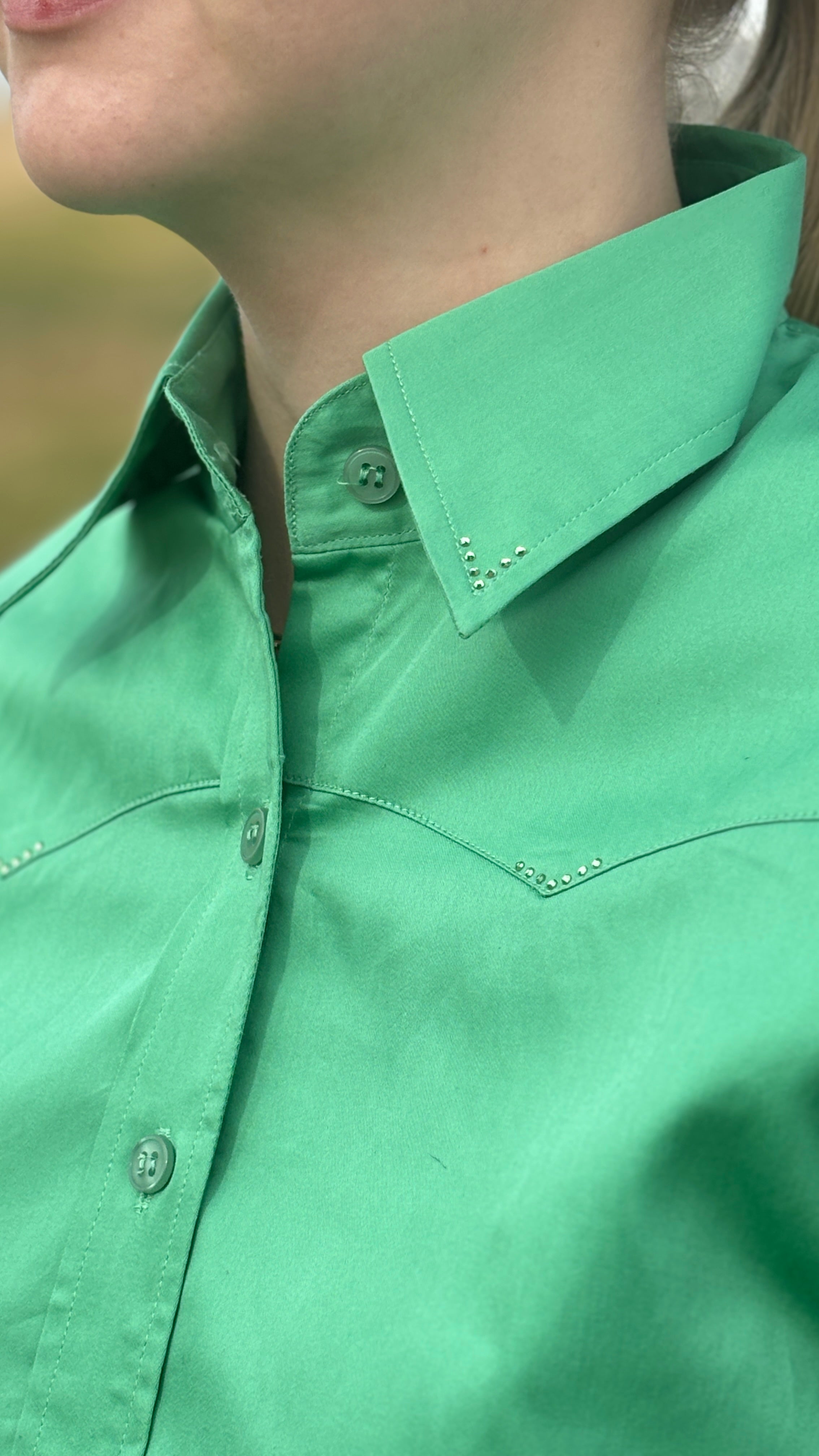 Sateen Solid Shirts ~ Apple Green - Henderson's Western Store