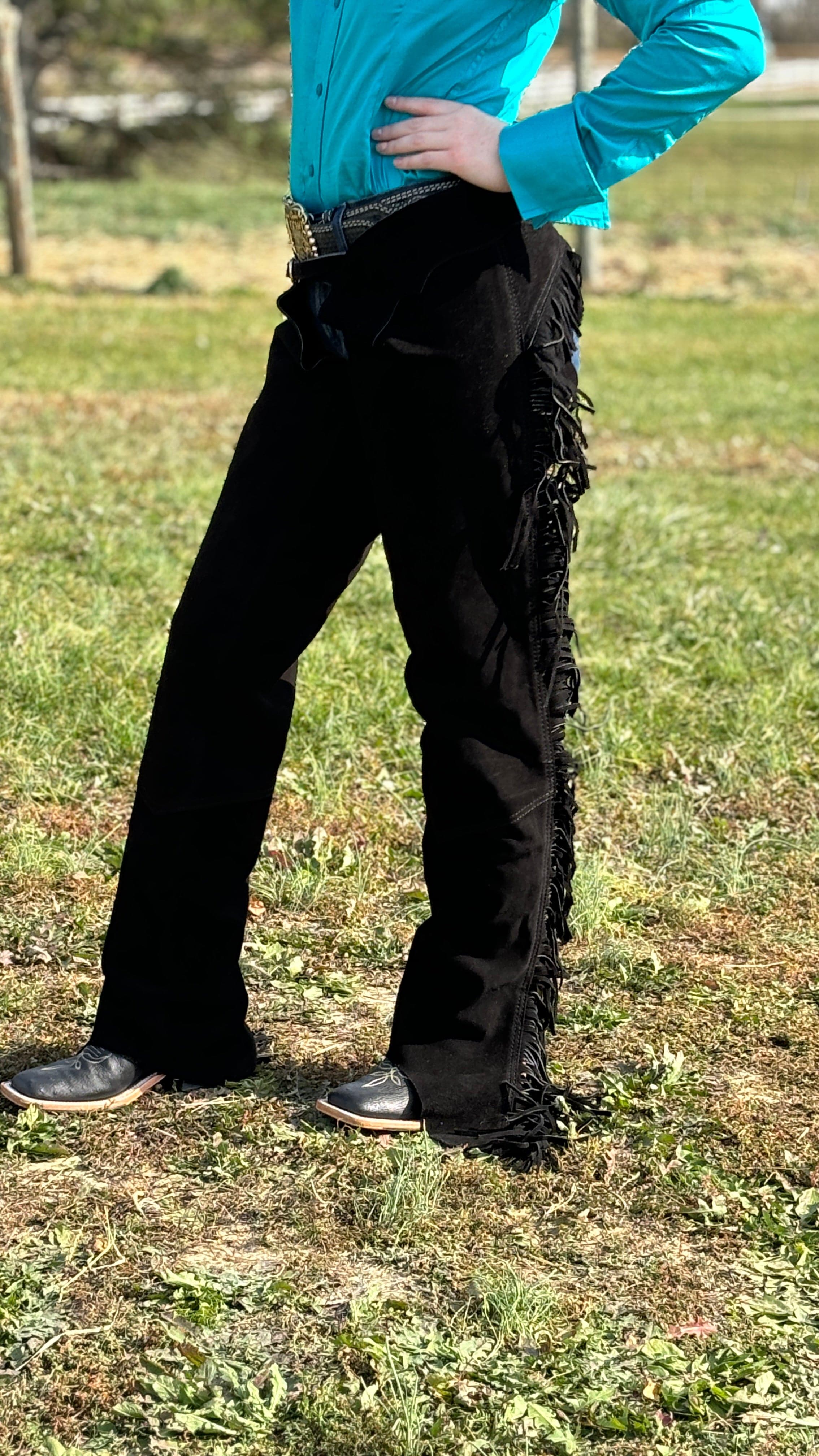 Suede Leather Chaps ~ Black - Henderson's Western Store