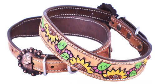 Hand Painted Dog Collar ~ Cactus & Sunflower - Henderson's Western Store