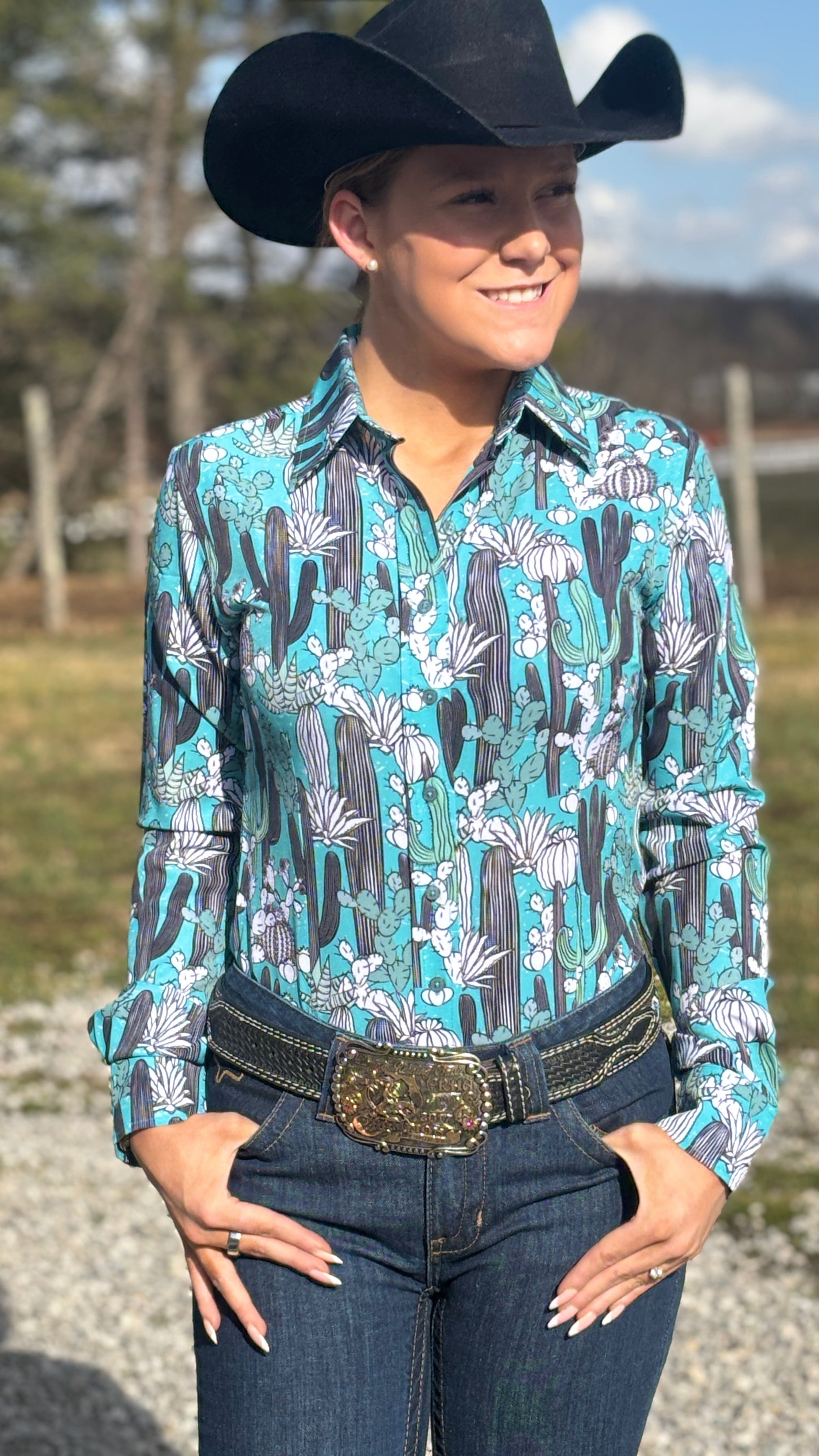 RHC Easy Care Show Shirt ~ Cactus Print - Henderson's Western Store