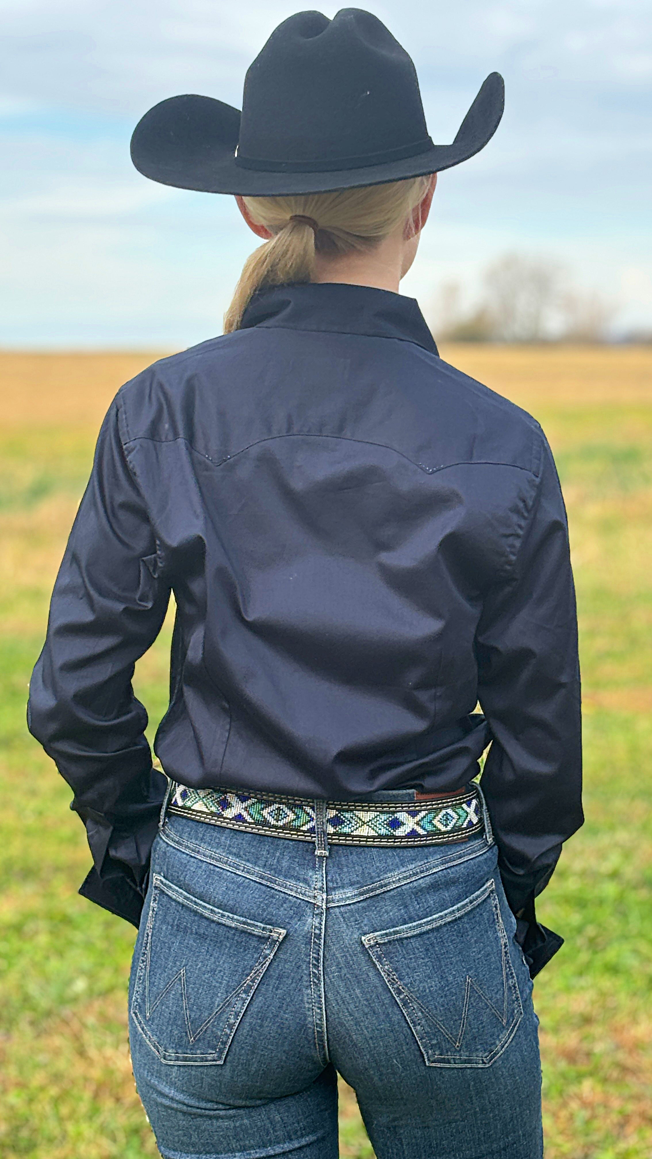 Sateen Solid Shirts ~ Navy - Henderson's Western Store