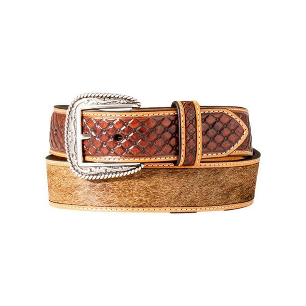 Ariat Diamond Embossed Calf Hair Belt - Henderson's Western Store