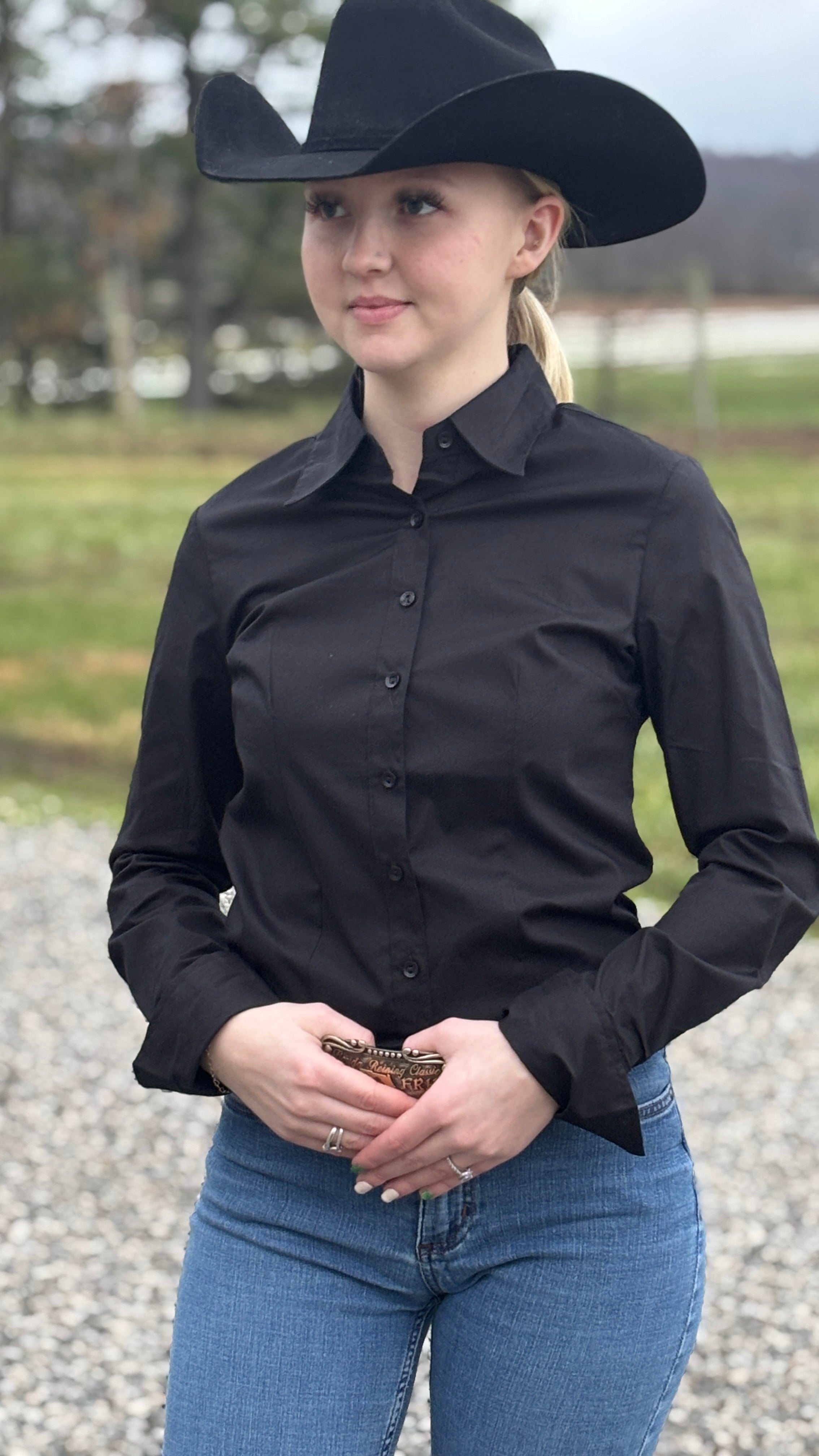 Solid Button Down Shirts ~ Black - Henderson's Western Store