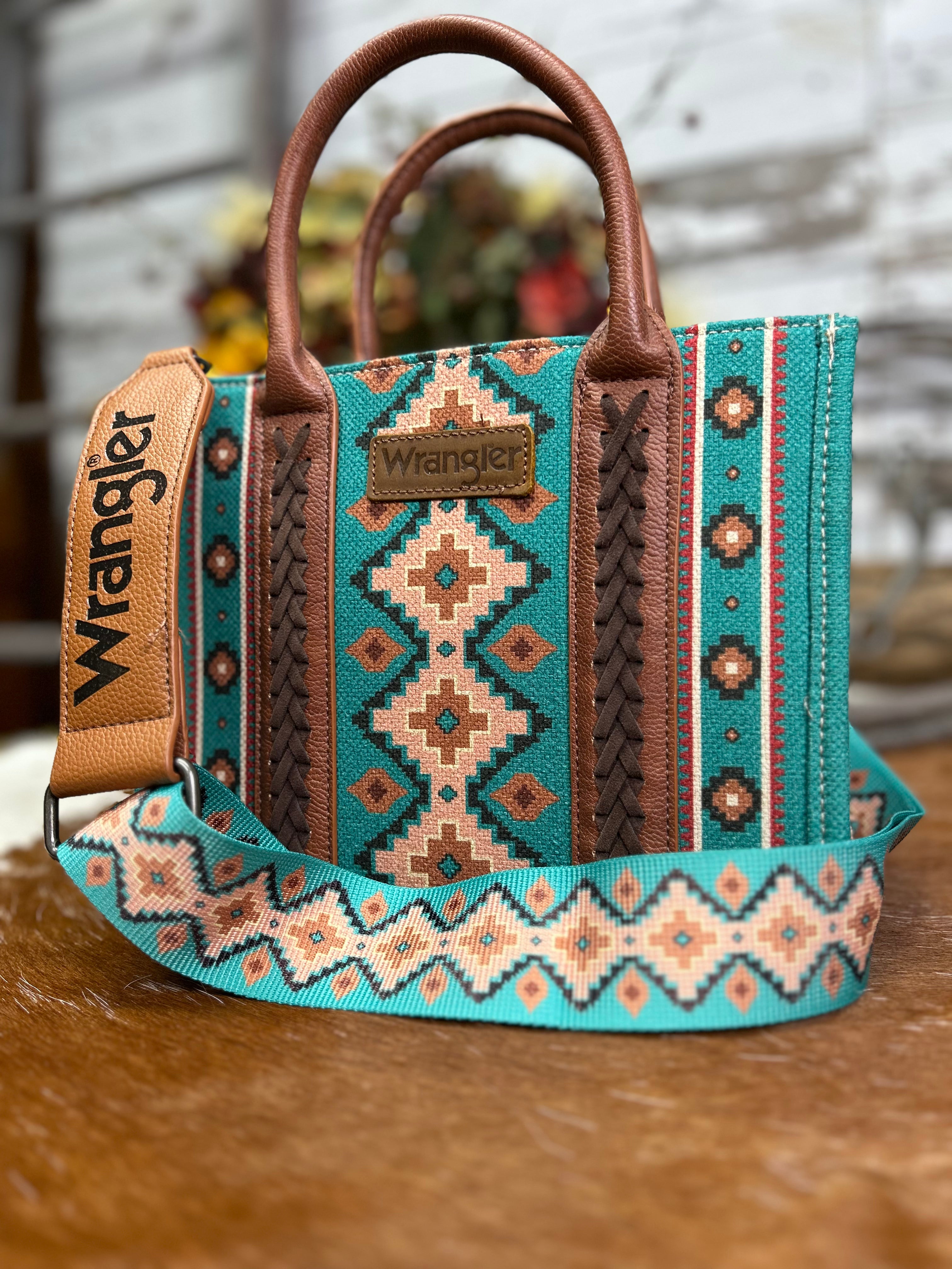 Wrangler Southwest Print Tote ~ Turquoise - Henderson's Western Store