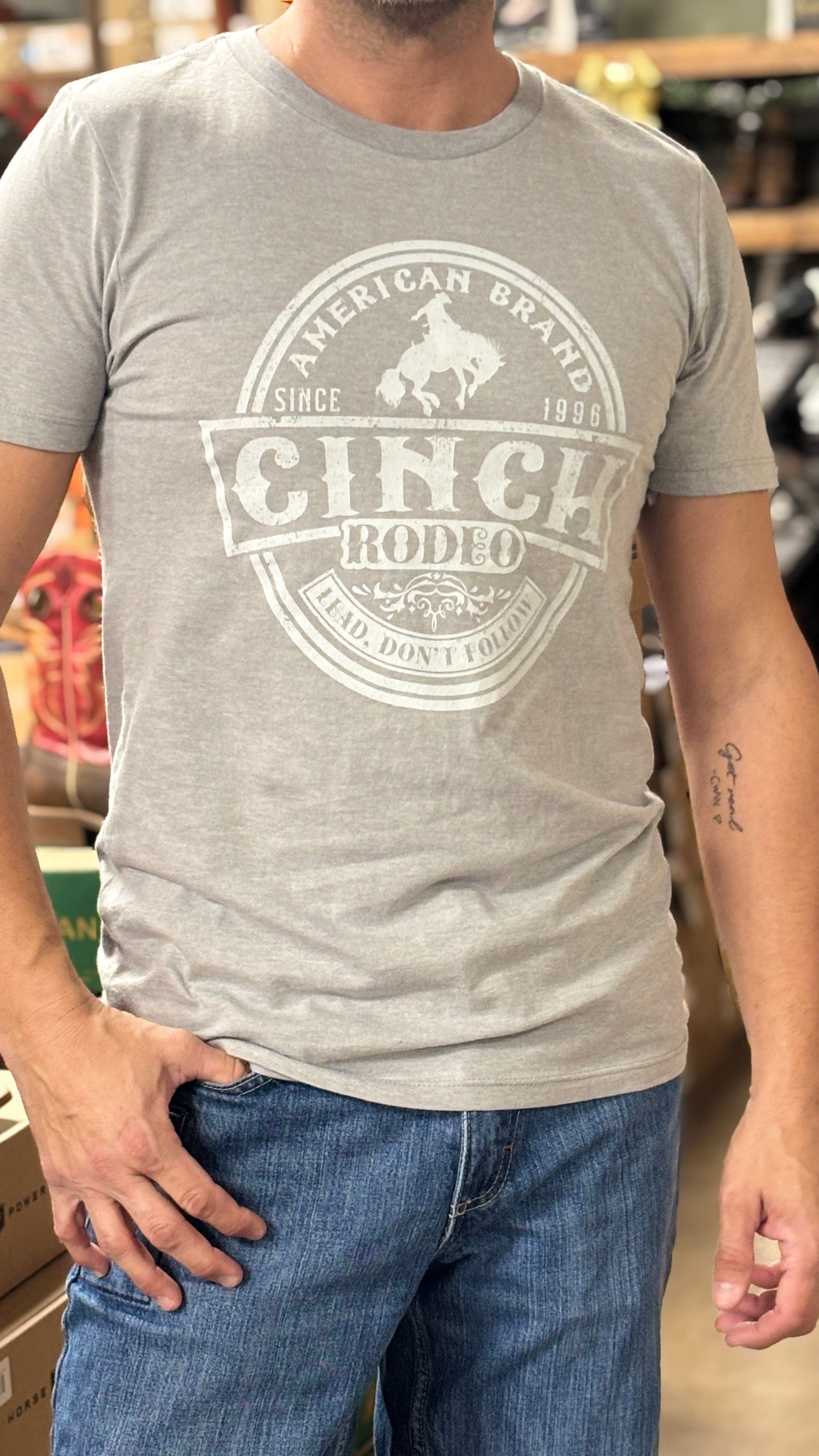 Men's Cinch Rodeo Tee ~ Gray - Henderson's Western Store