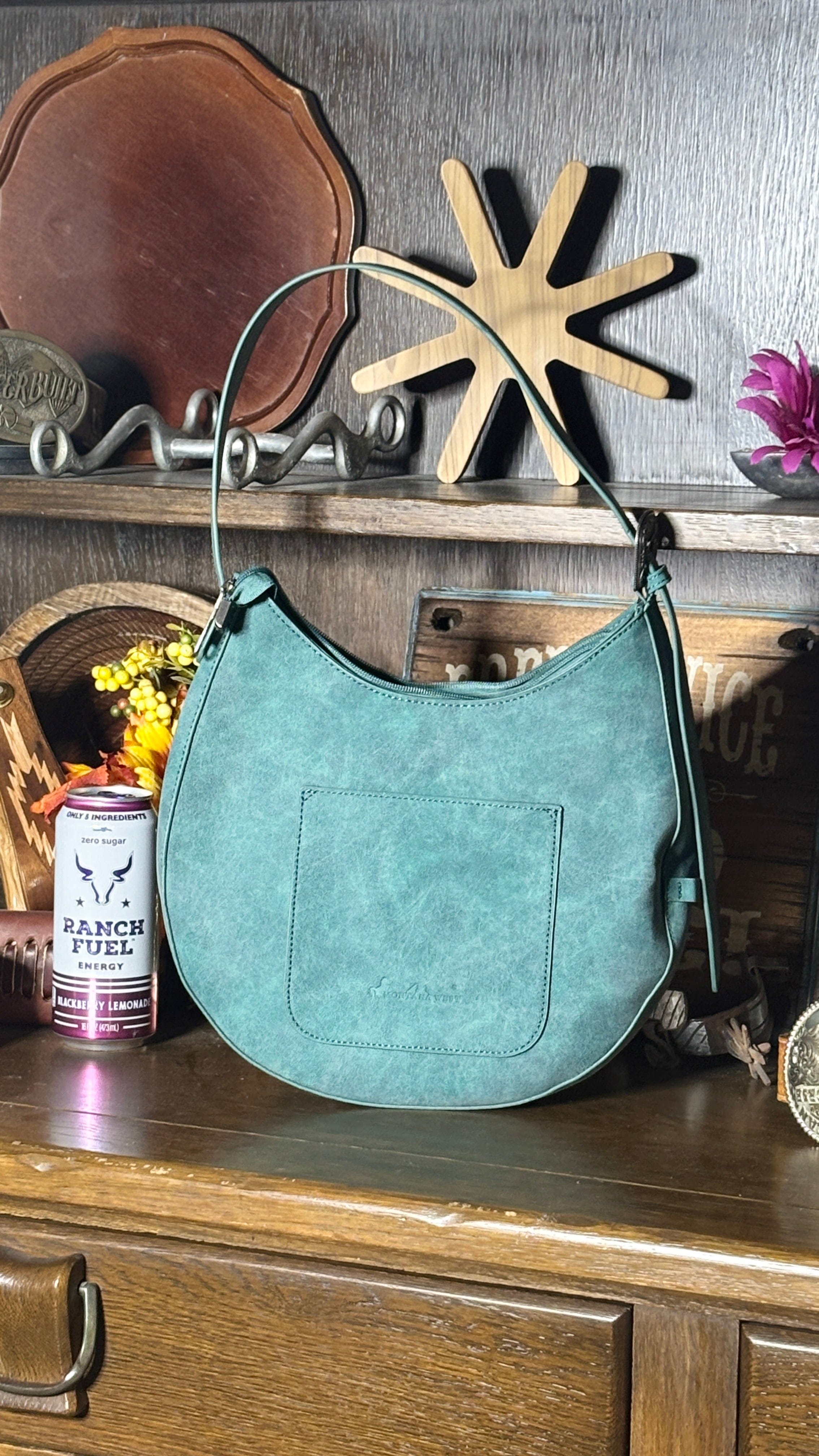 MW Aztec Cut-Out Hobo Shoulder Bag ~ Turquoise - Henderson's Western Store