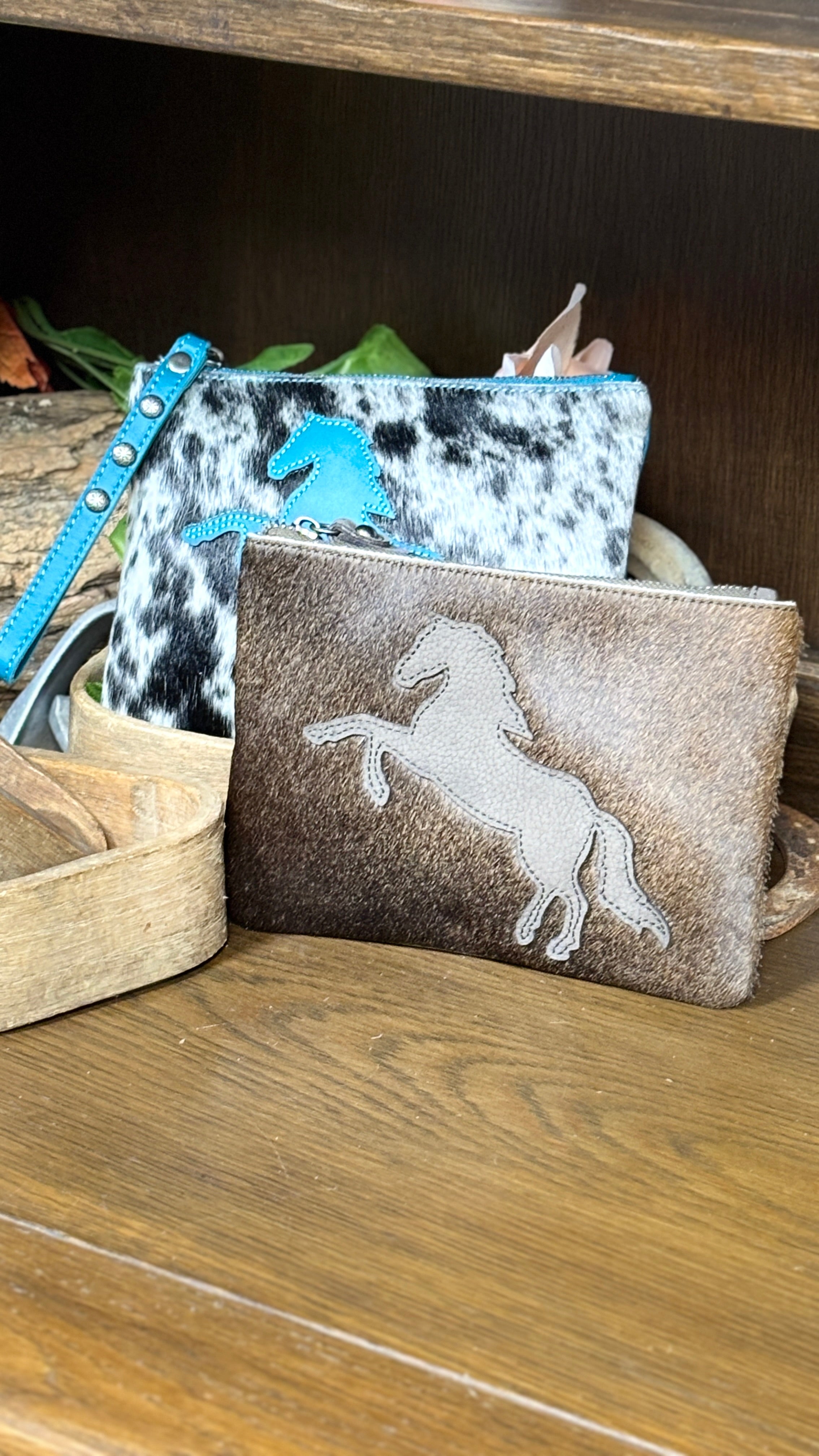 MW Hair-On Cowhide Leather Wristlet ~ Horse - Henderson's Western Store