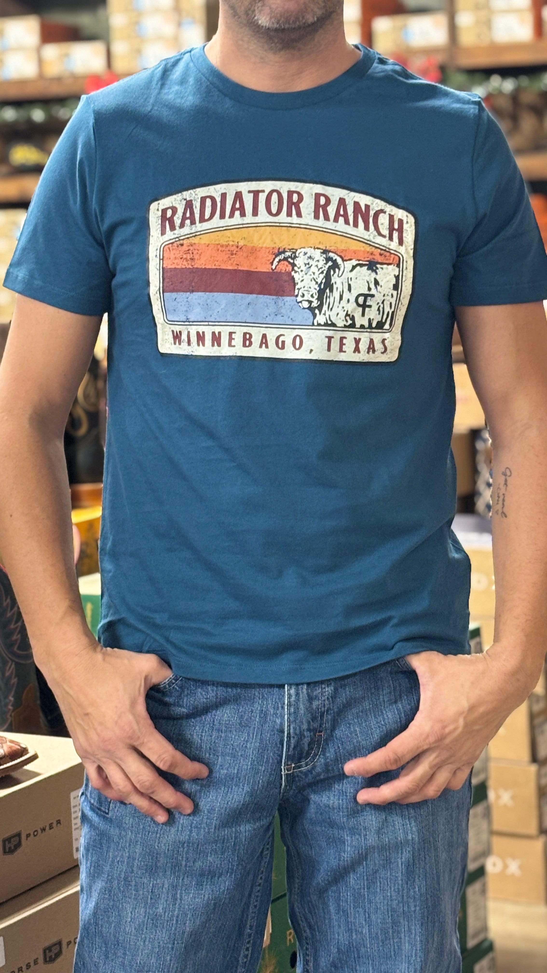 Dale Brisby Radiator Ranch Tee ~ Teal - Henderson's Western Store