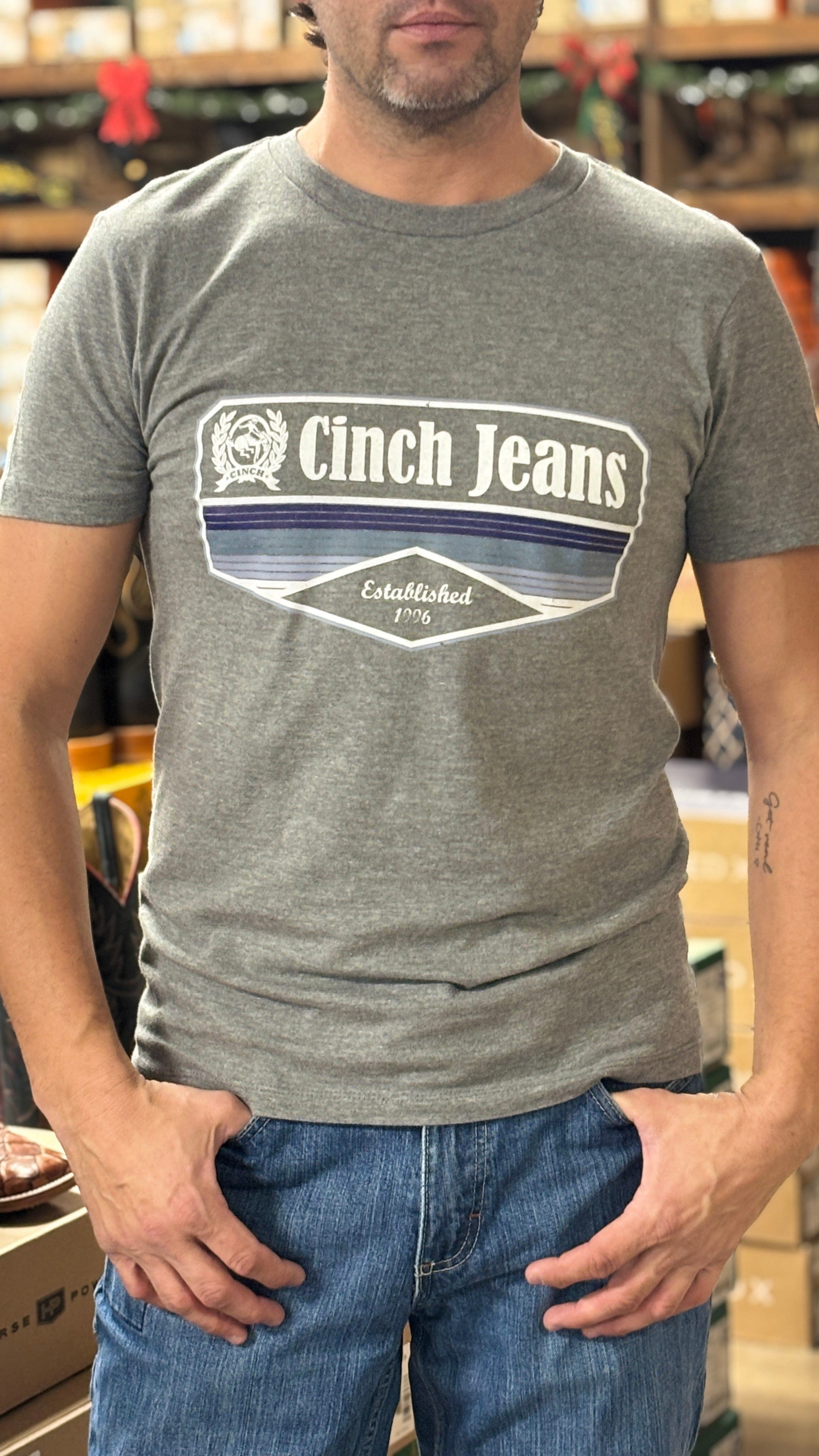 Men's Cinch Classic Tee ~ Gray - Henderson's Western Store