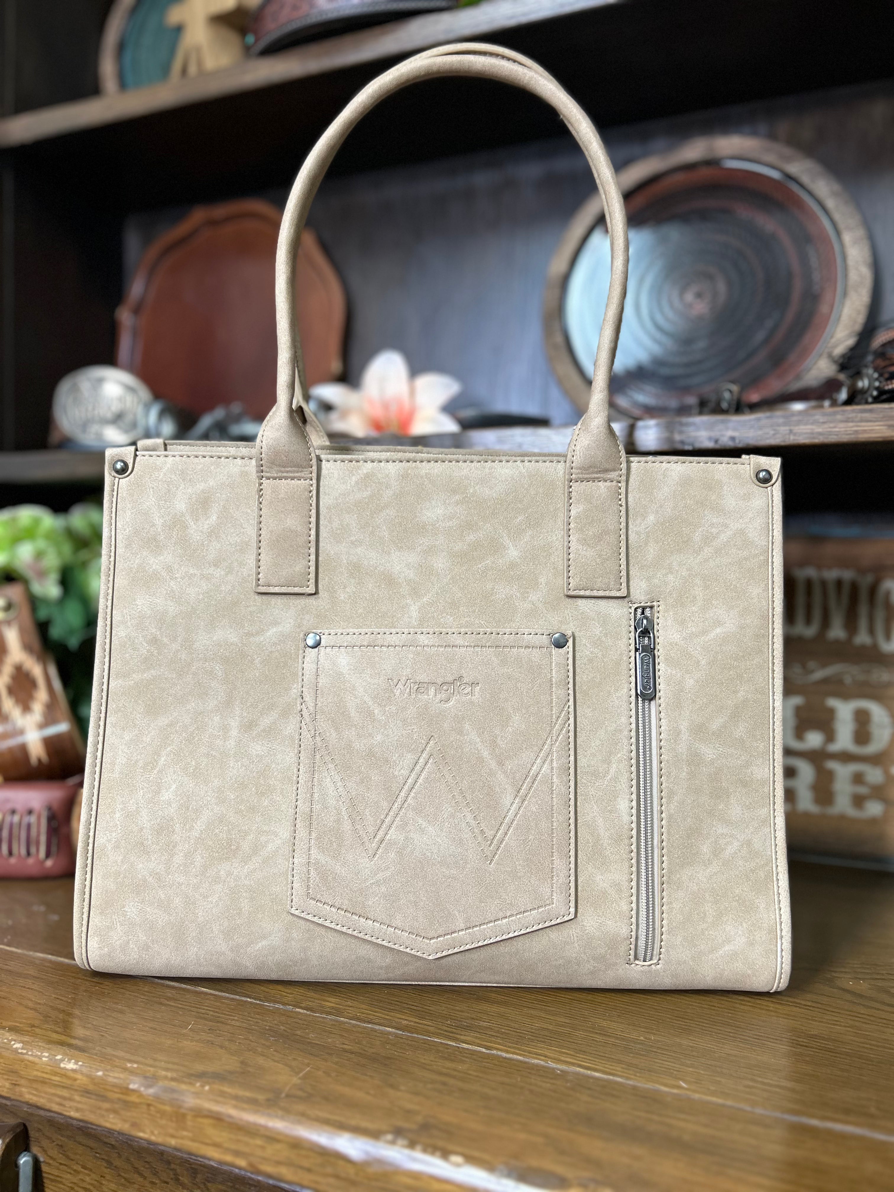 Wrangler Tooled Aztec Large Tote ~ Tan - Henderson's Western Store