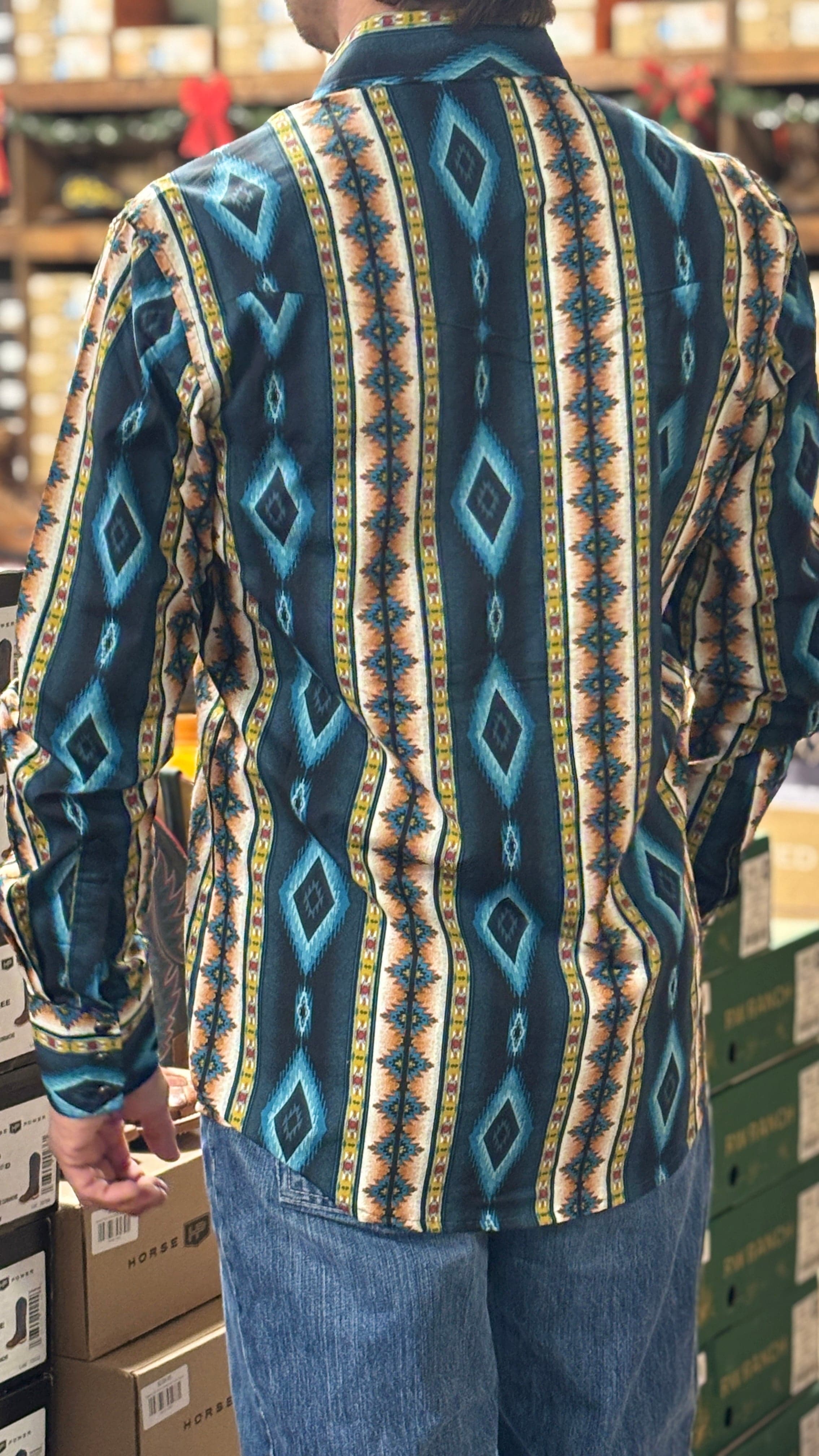 Checotah Western Shirt by Wrangler ~ Teal - Henderson's Western Store