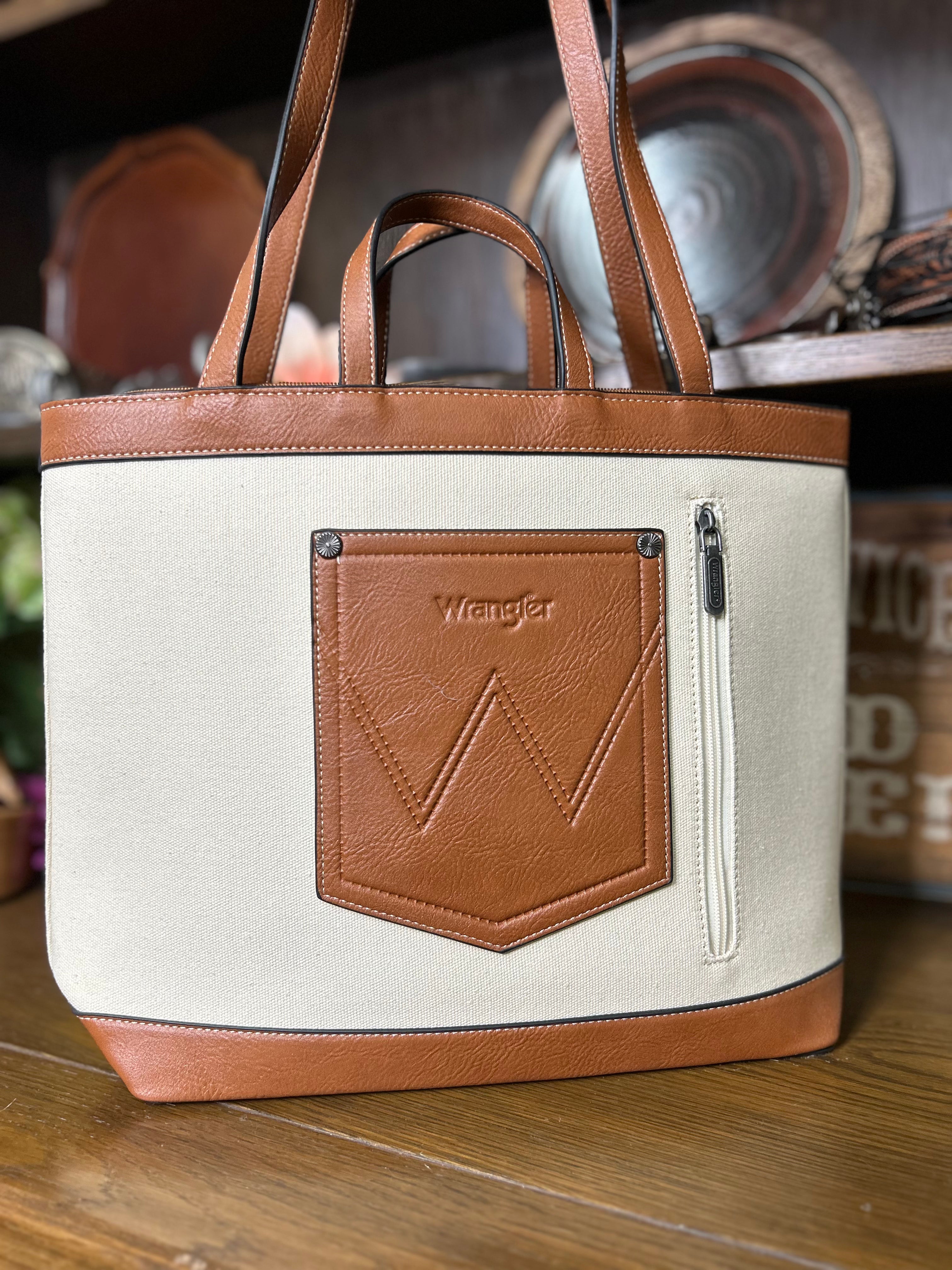 Wrangler Canvas Shoulder Bag ~ Tan - Henderson's Western Store