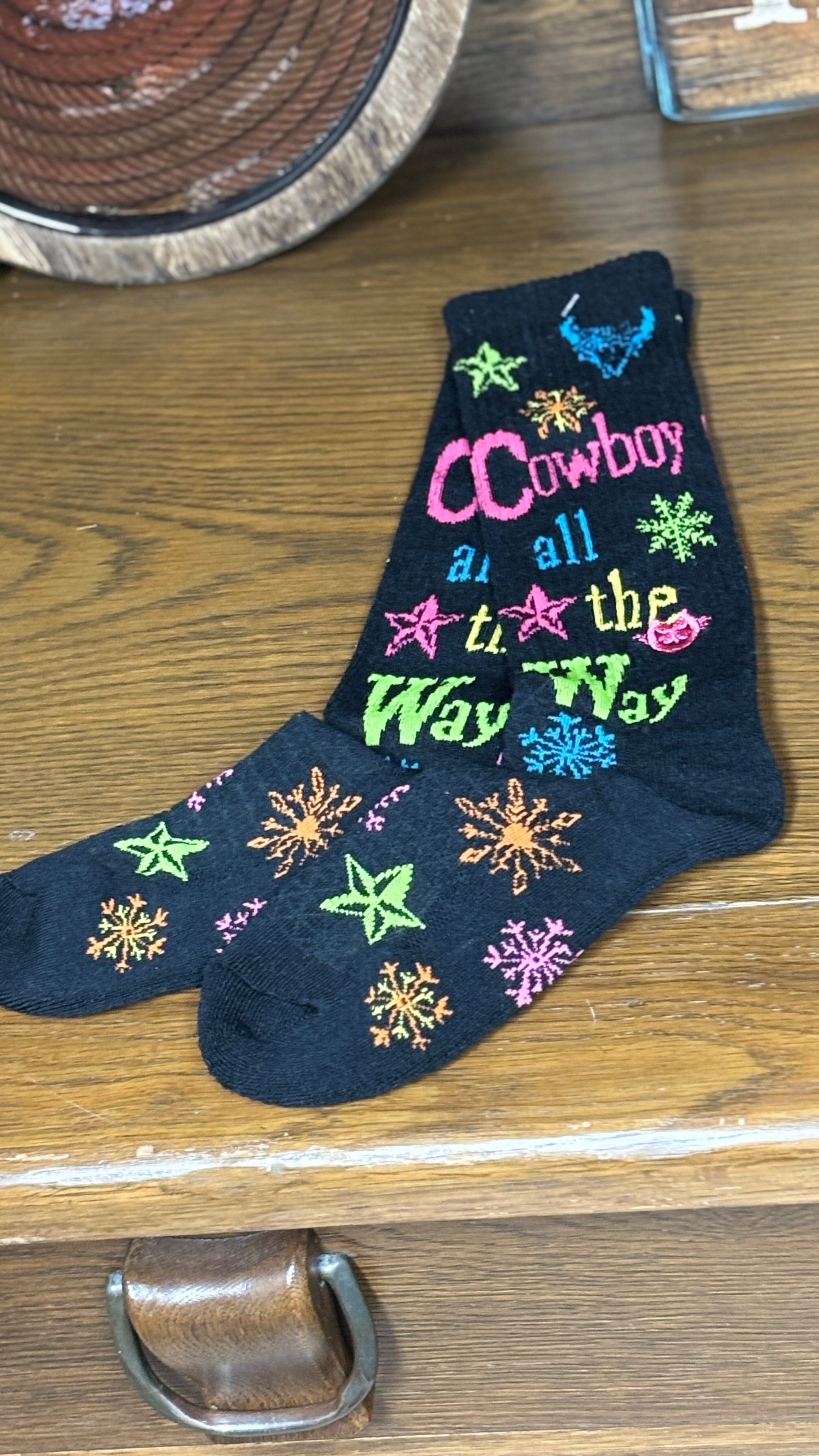 Lucky Chuck Socks ~ Cowboy All The Way - Henderson's Western Store