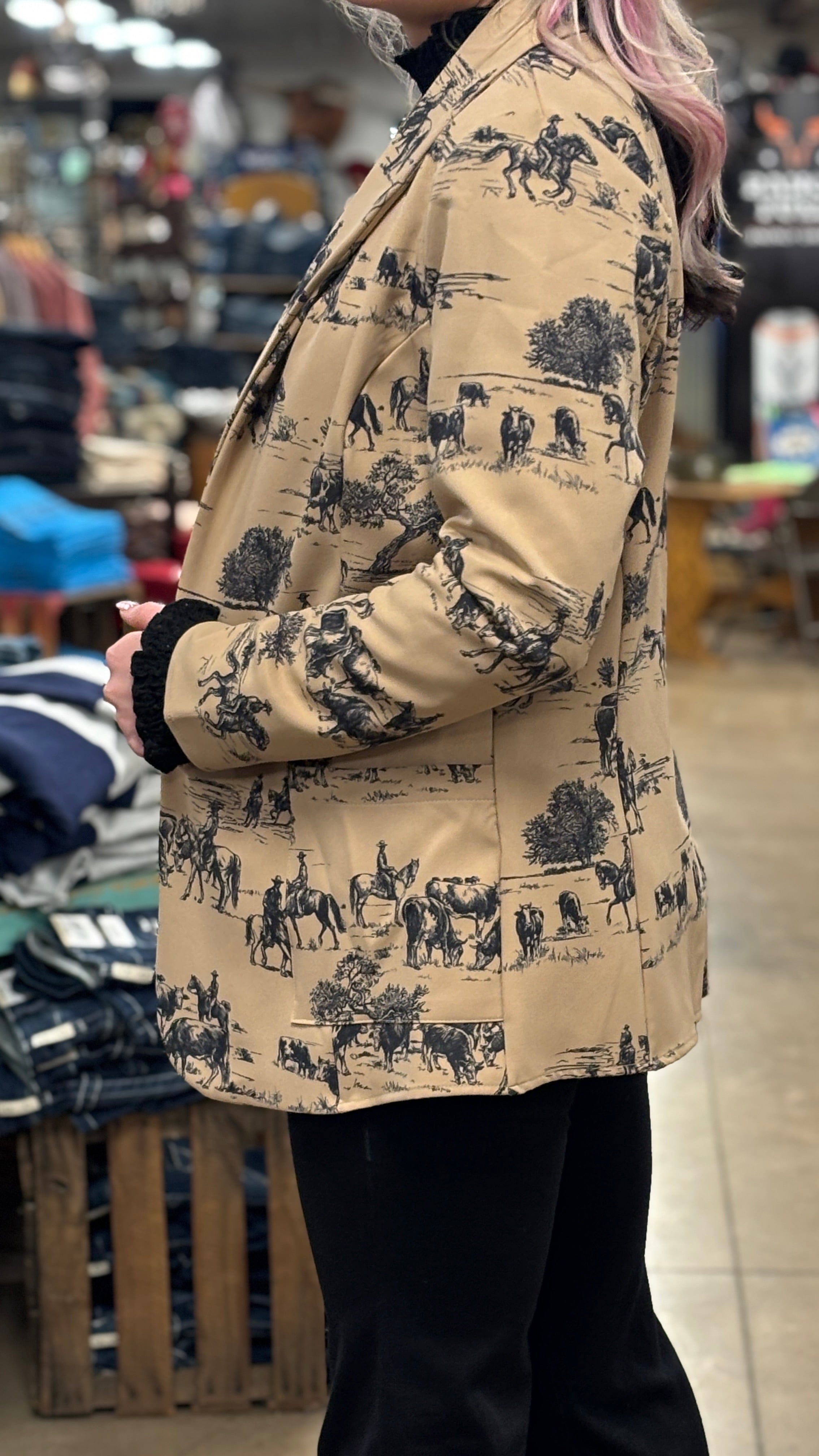 Wild West Print Woven Blazer - Henderson's Western Store