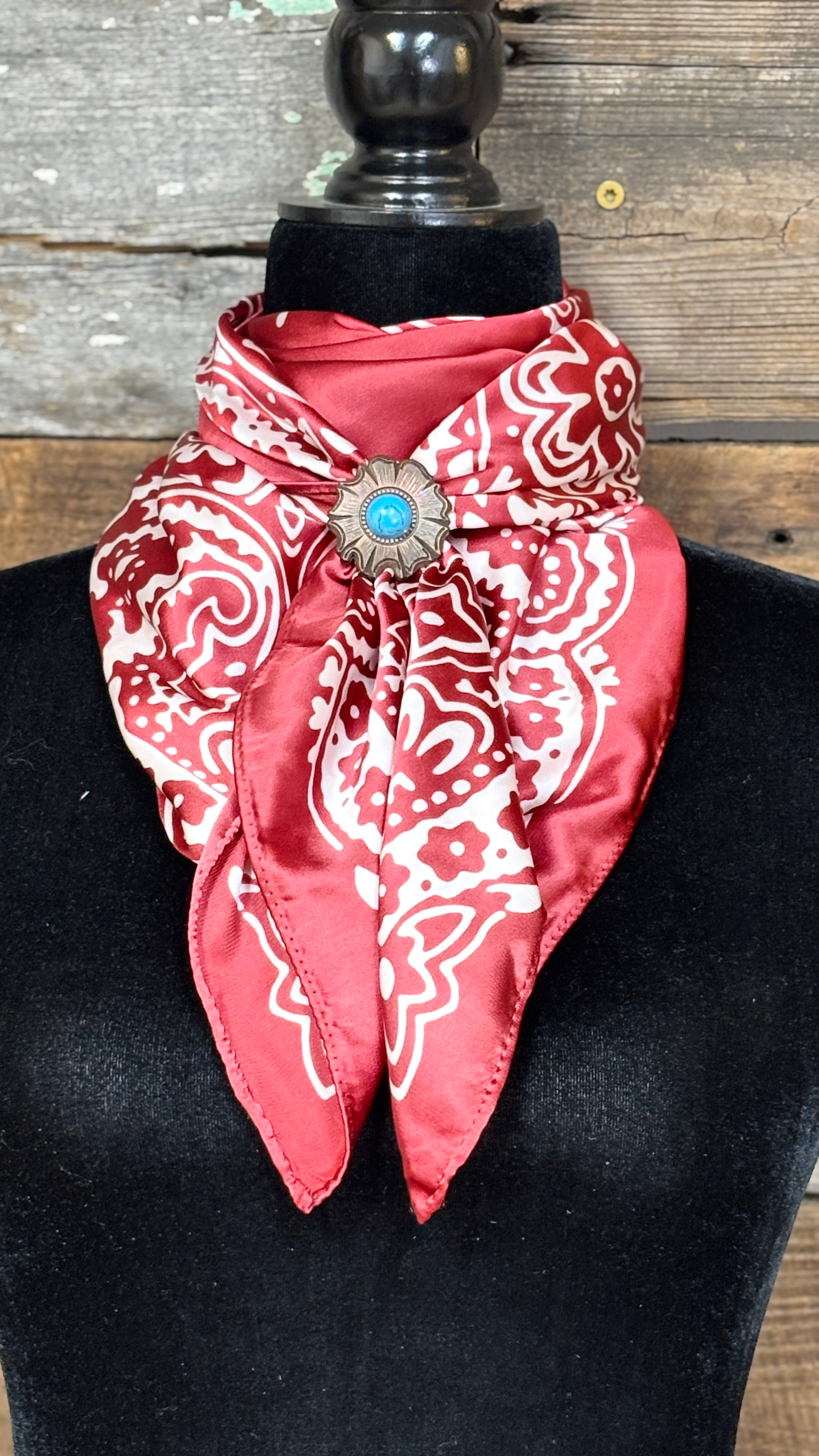 Bandana Print Wild Rag ~ Dark Red - Henderson's Western Store