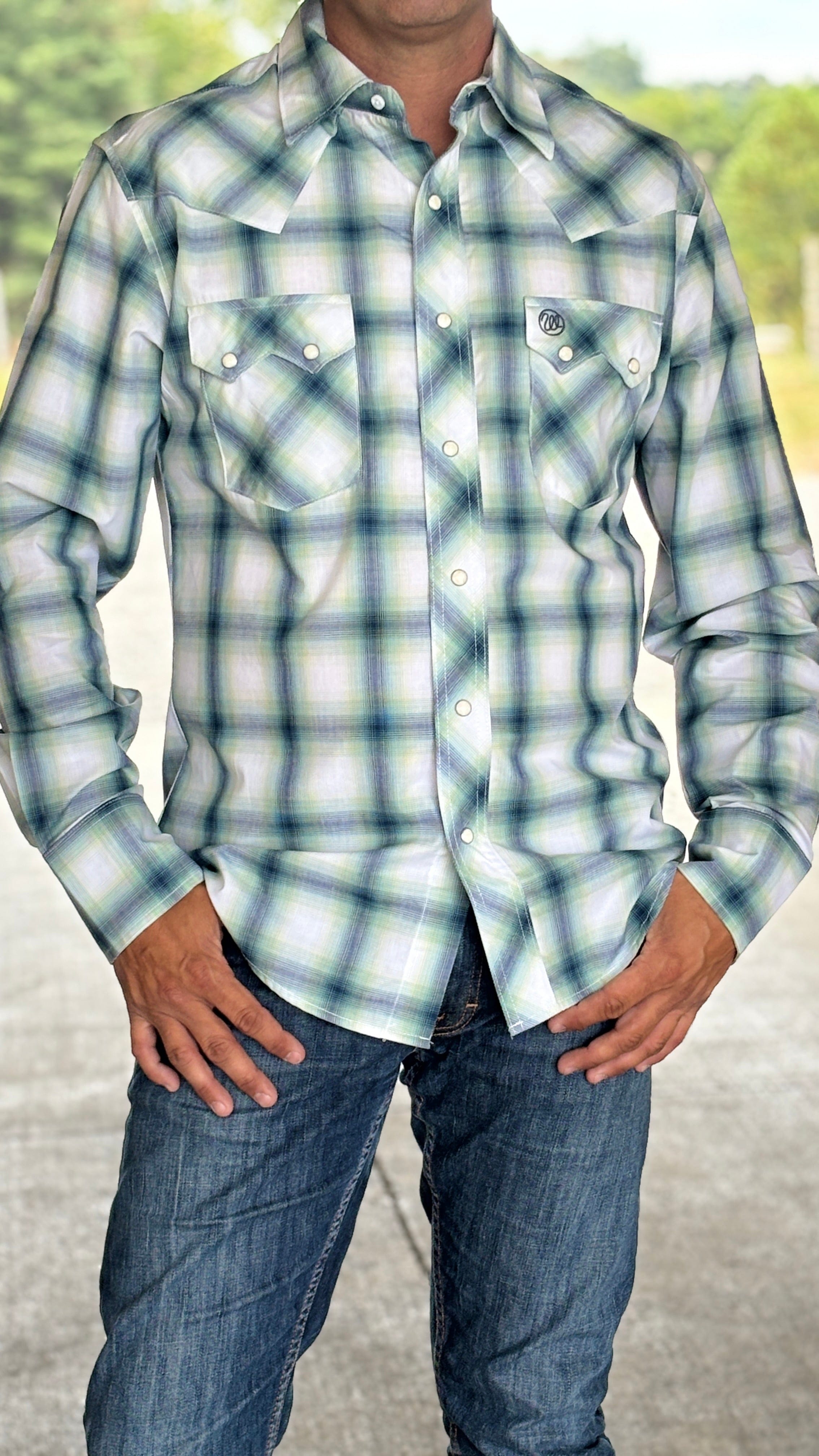 Men's Wrangler Retro Plaid ~ Teal - Henderson's Western Store