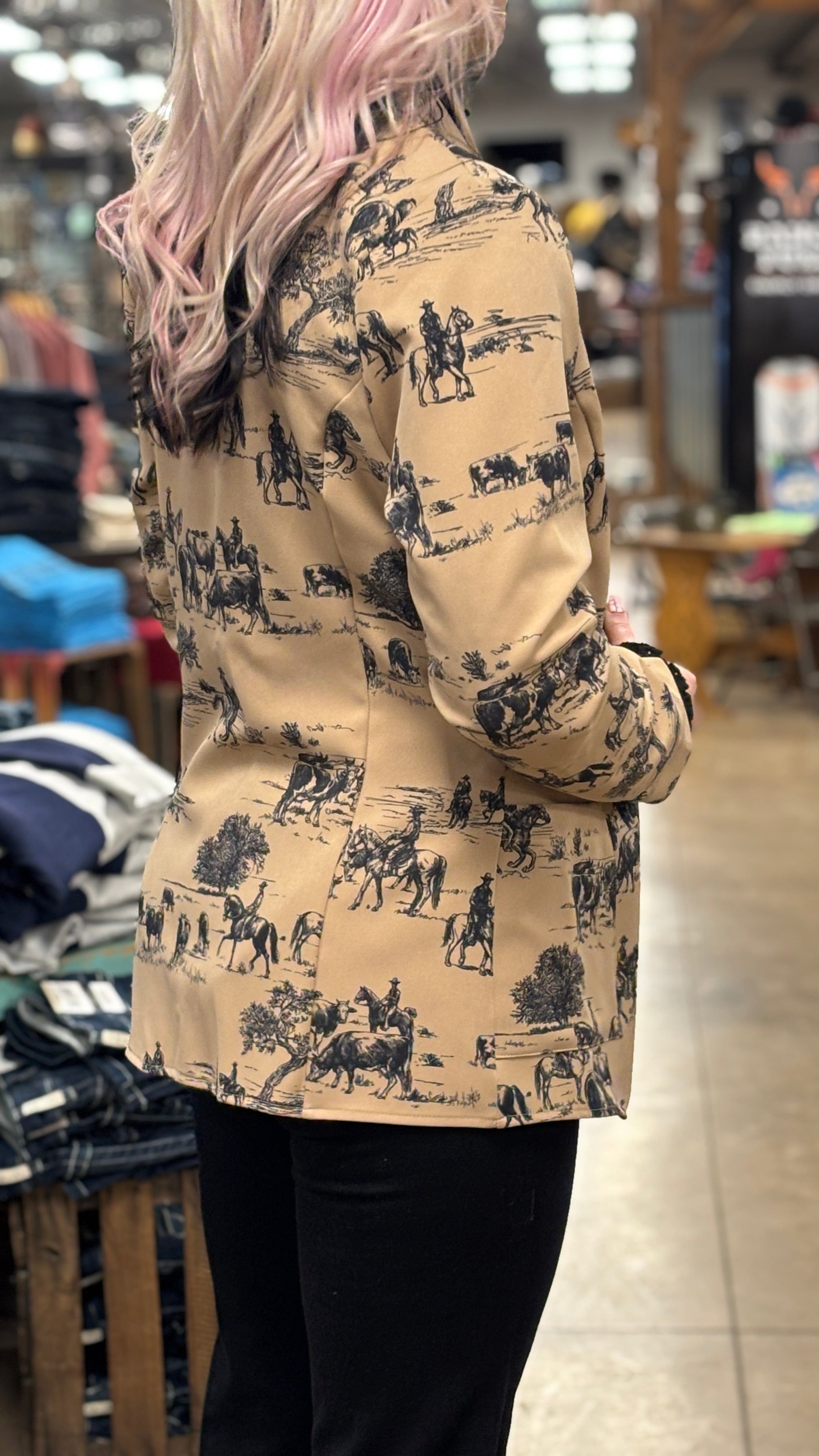 Wild West Print Woven Blazer - Henderson's Western Store