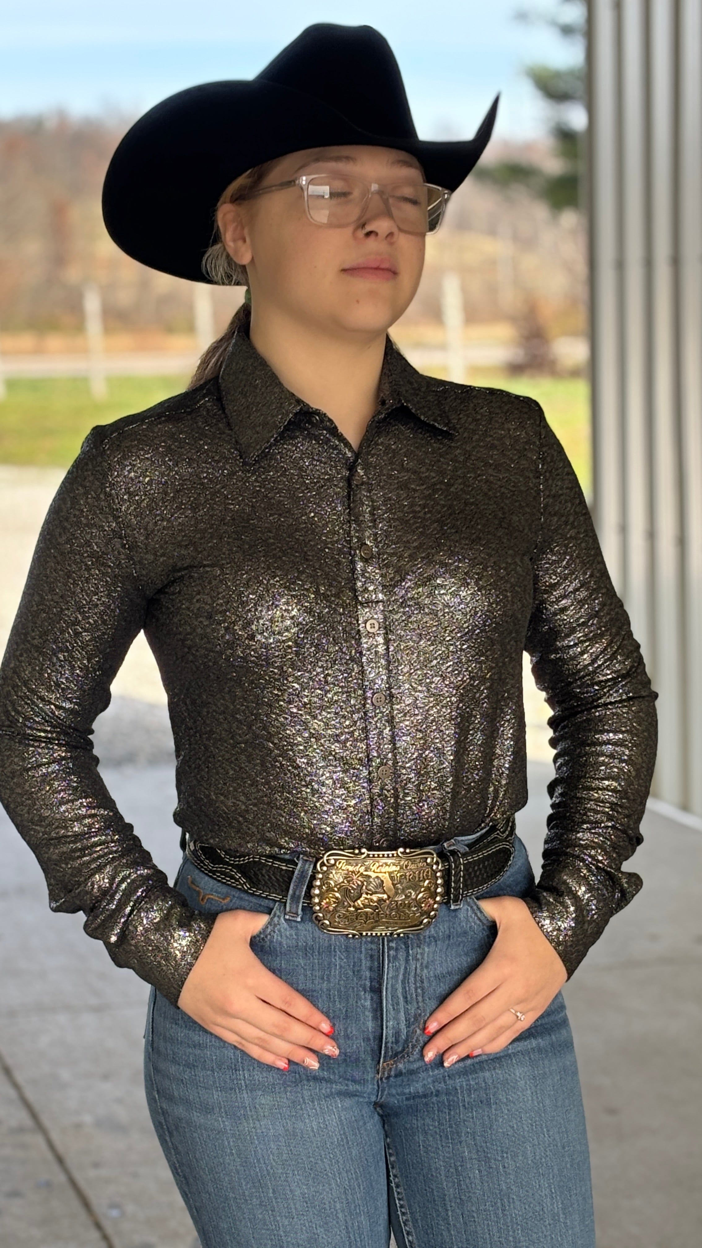 Pullover Button Up by Cowgirl Tuff ~ Chrome Shimmer - Henderson's Western Store