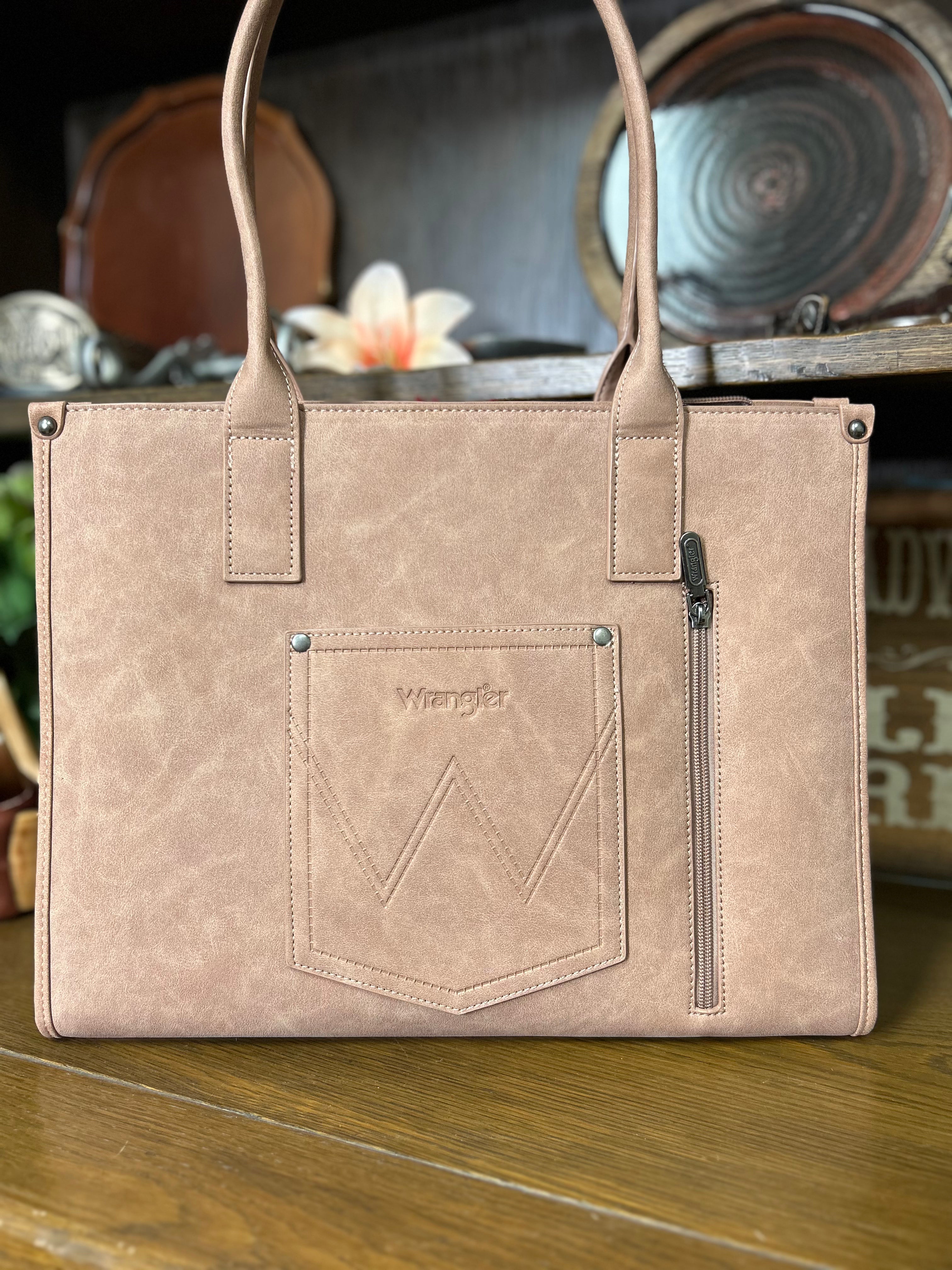 Wrangler Tooled Aztec Large Tote ~ Pink - Henderson's Western Store