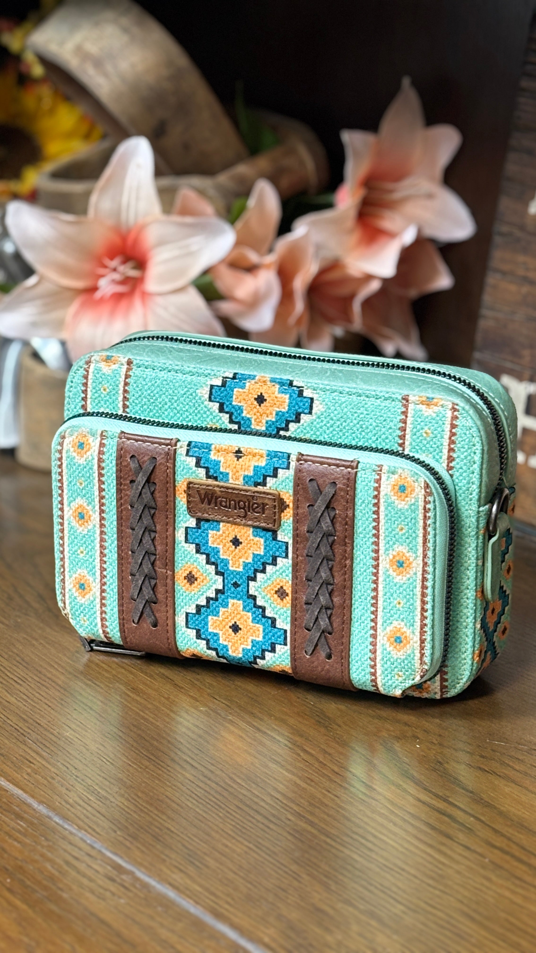 Wrangler Southwest Print Crossbody ~ Green - Henderson's Western Store