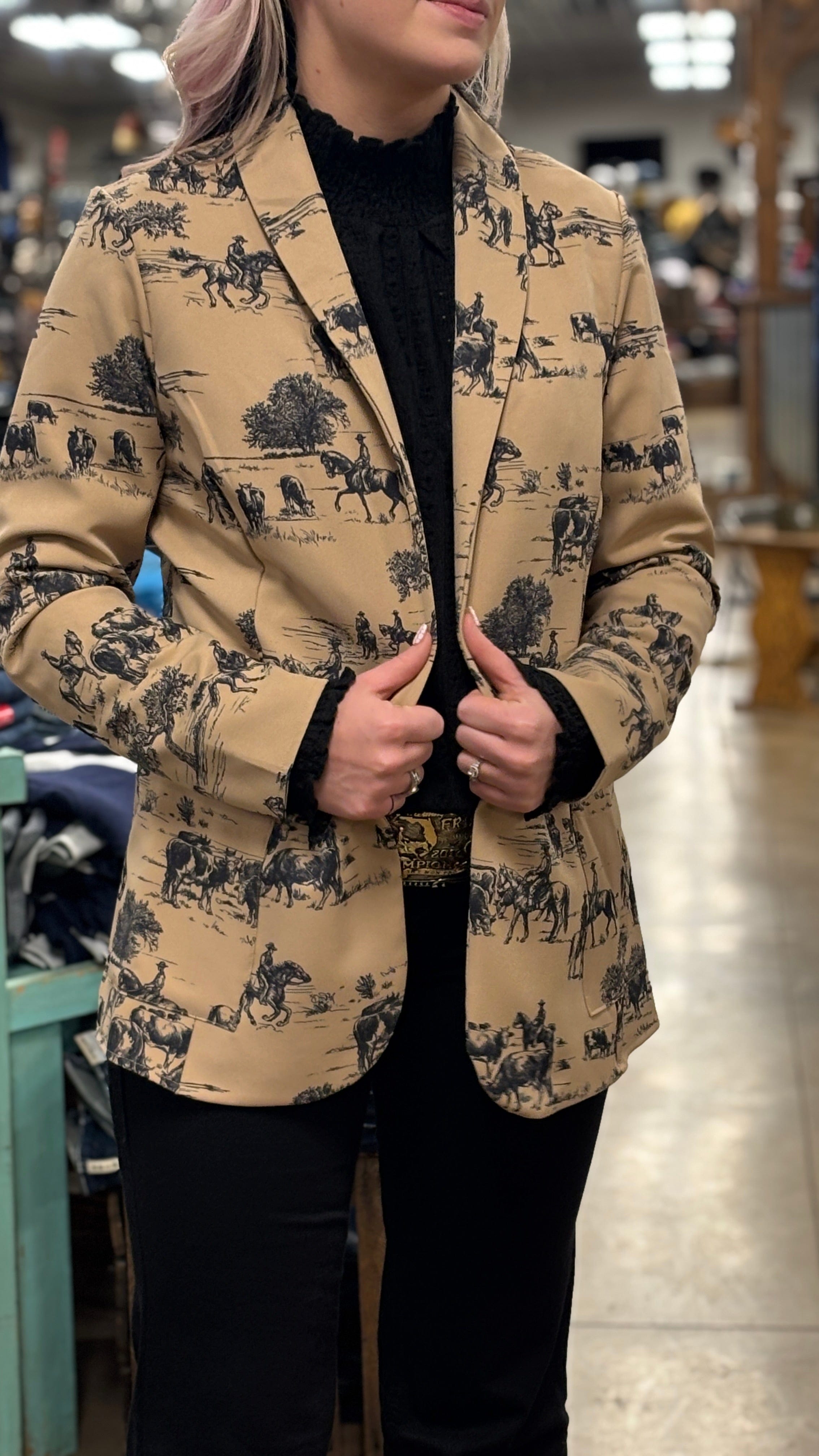 Wild West Print Woven Blazer - Henderson's Western Store