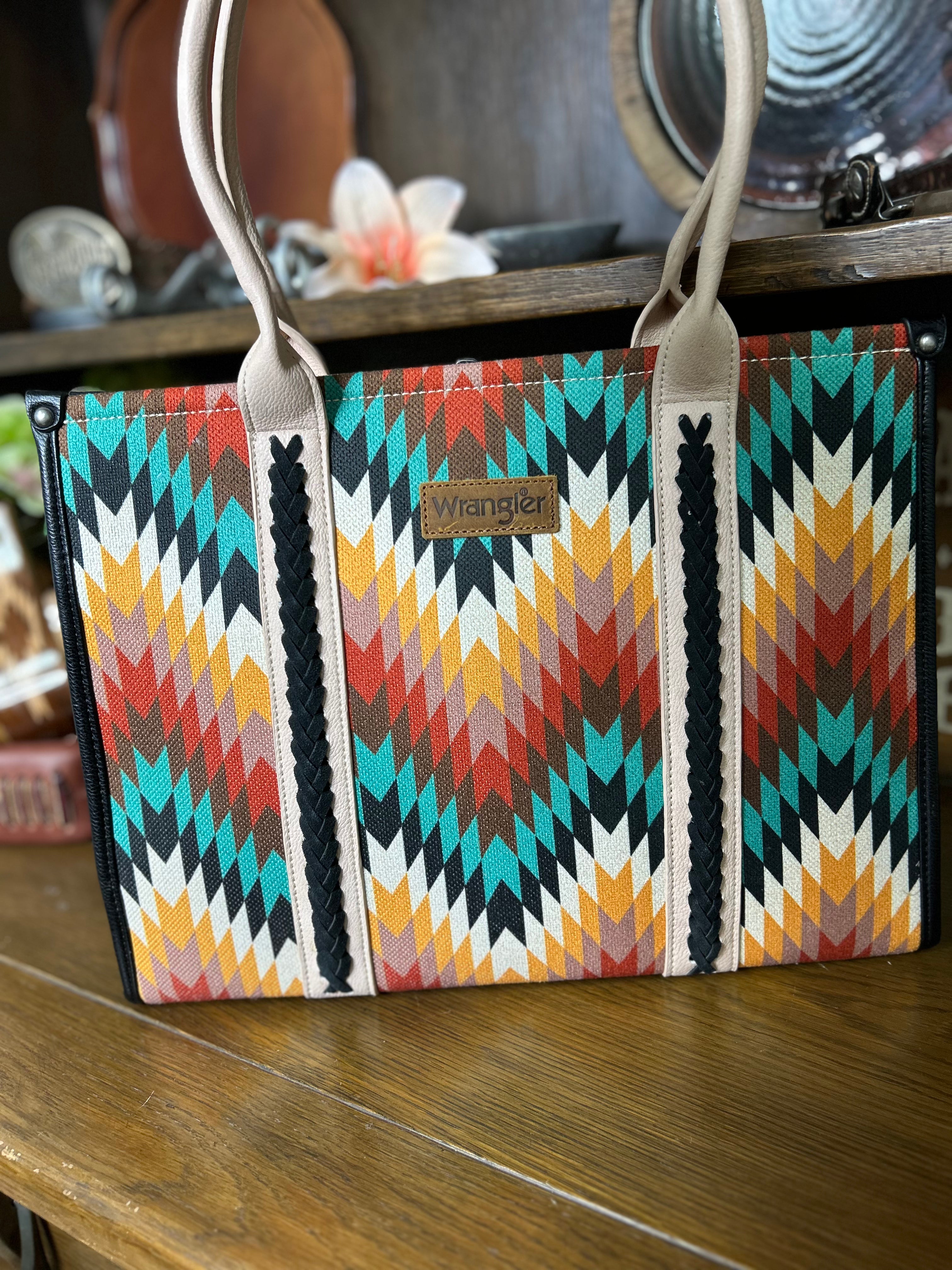 Wrangler Southwest Print Tote ~ Black - Henderson's Western Store