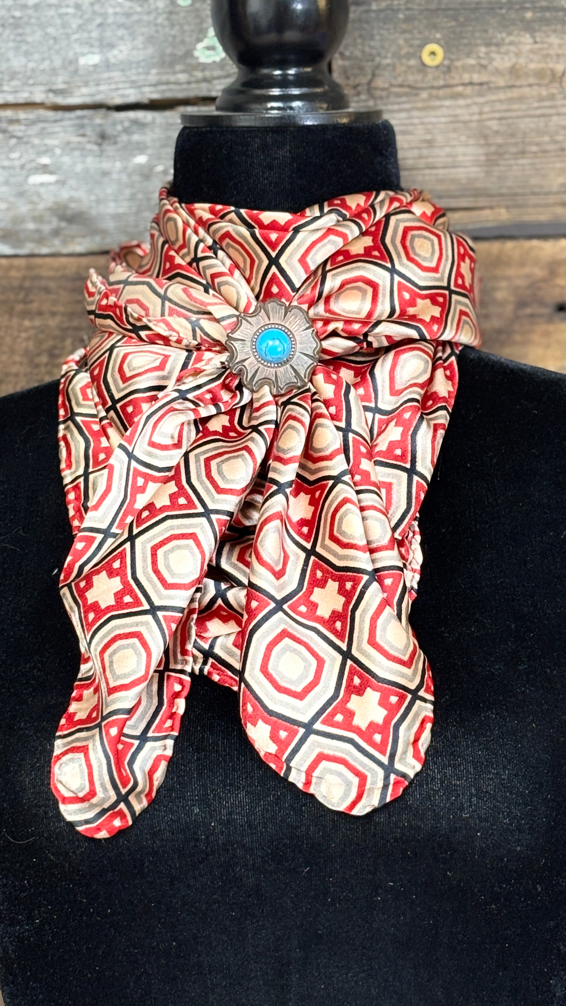 Red & Tan Geo Print Wild Rag - Henderson's Western Store
