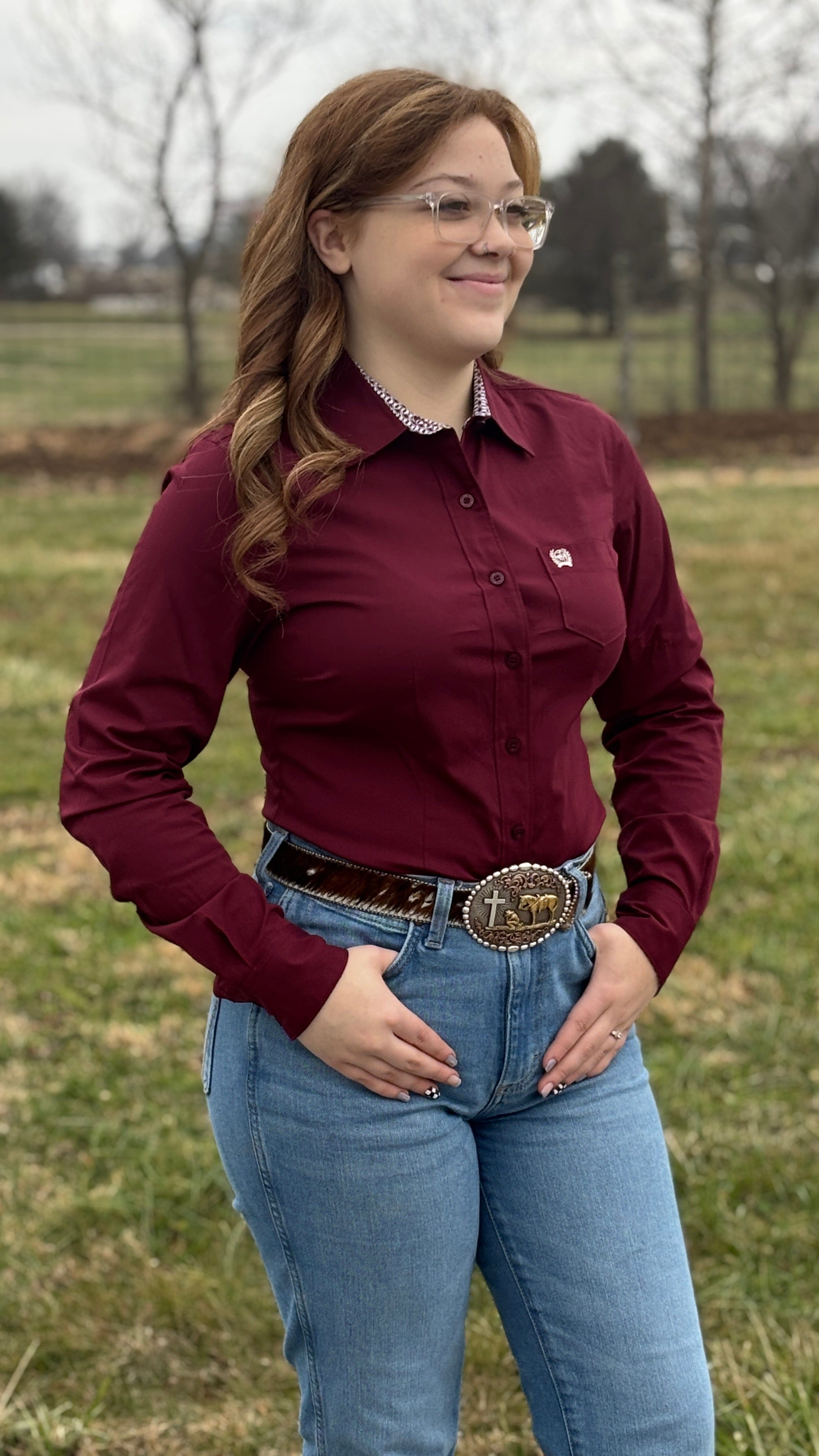 Ladies Cinch ~ Burgundy - Henderson's Western Store