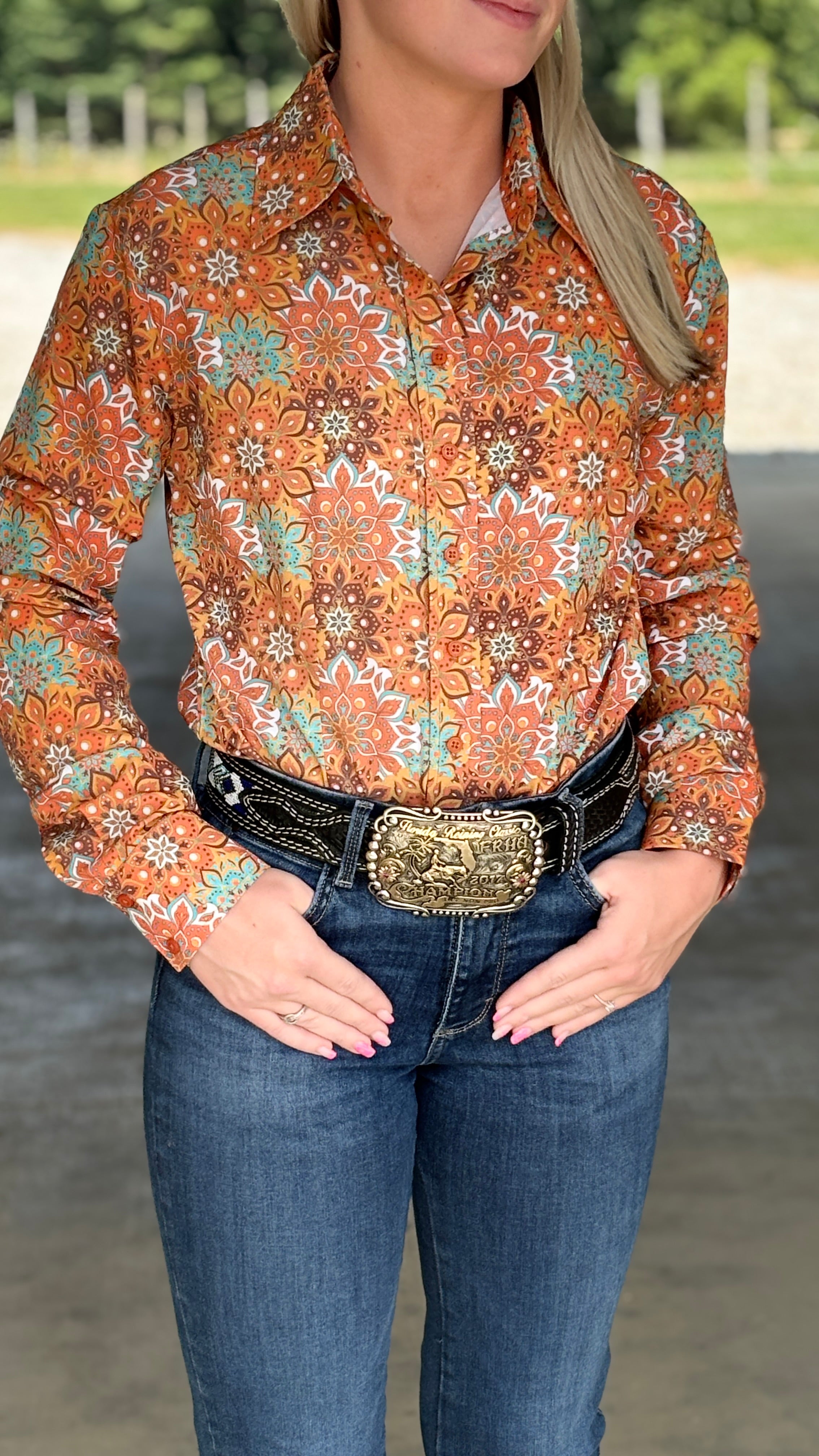 RHC Easy Care W/Mesh Yoke Show Shirt ~ Orange - Henderson's Western Store