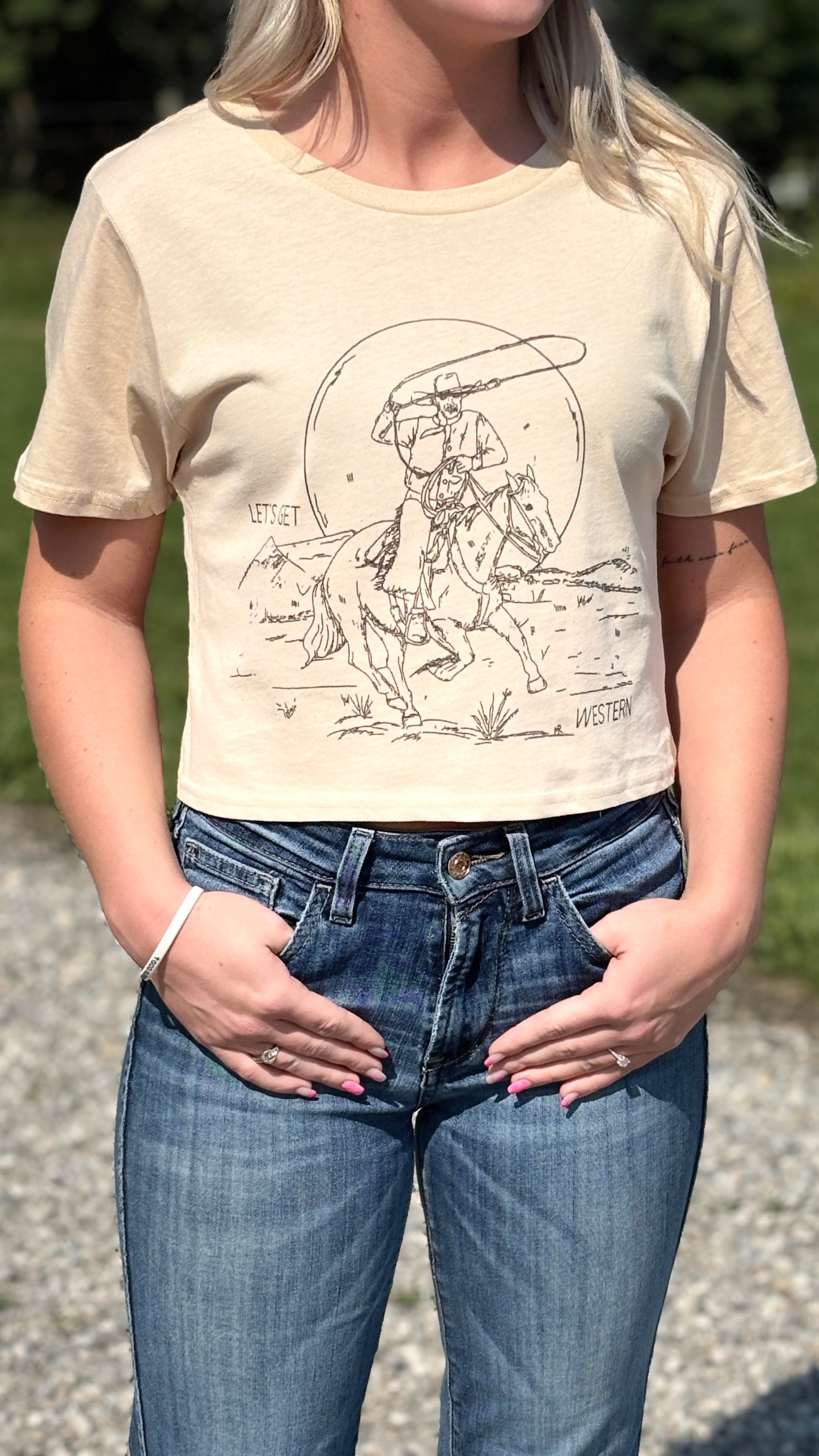 Let’S Get Western Crop Tee - Henderson's Western Store