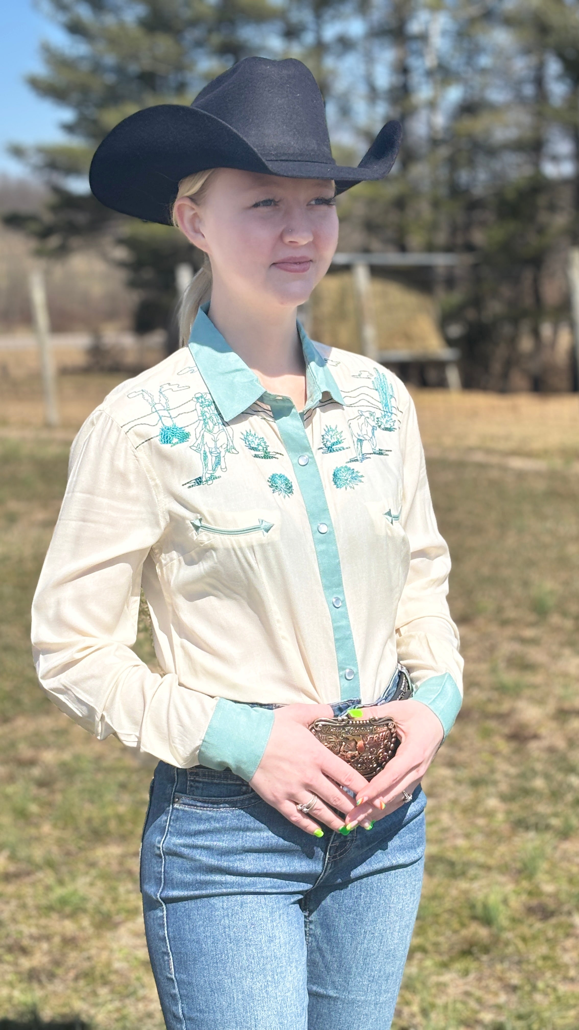 Cowgirl Retro Embroidered Shirt by Panhandle - Henderson's Western Store