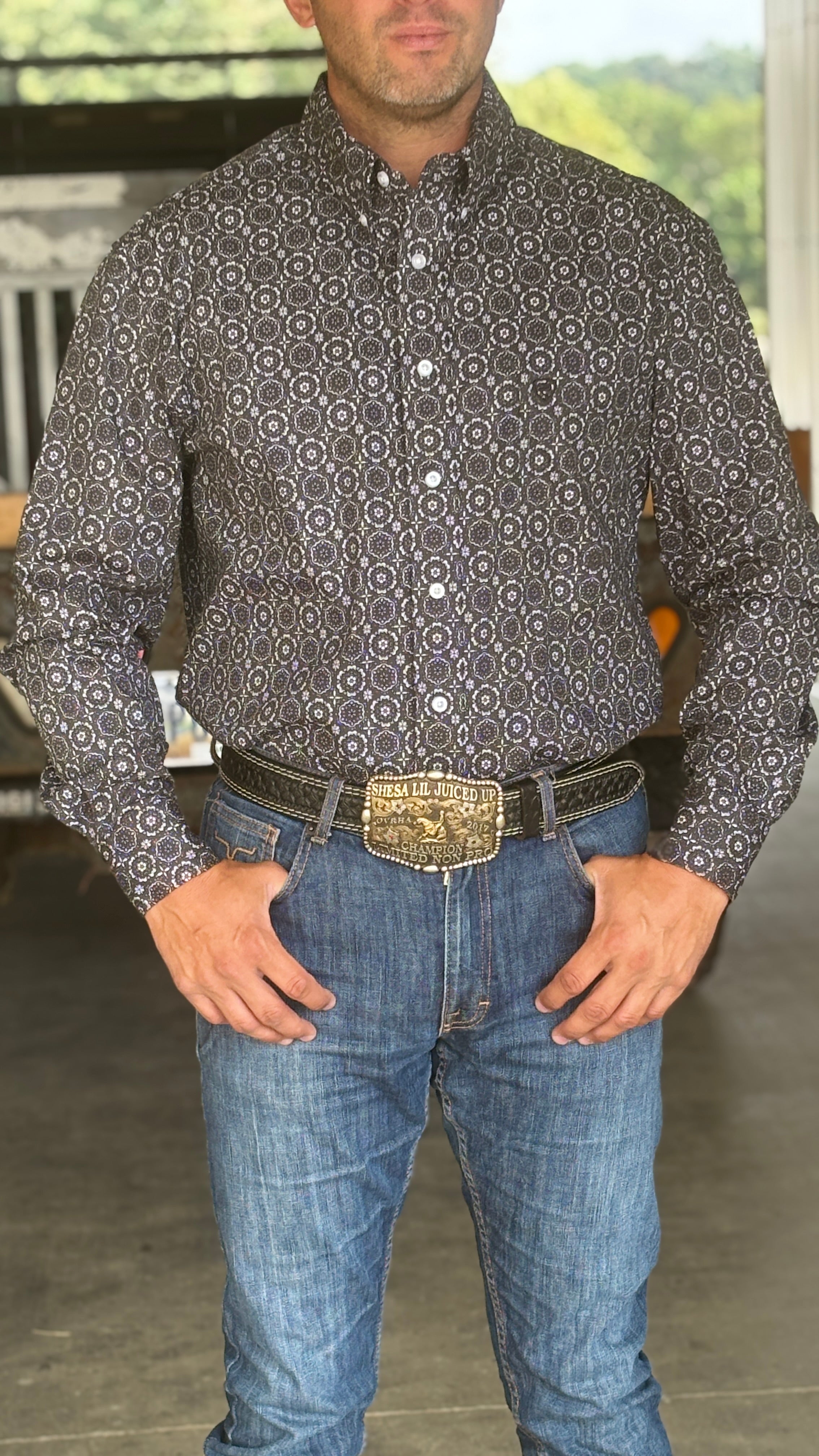 Medallion Print by Rock & Roll ~ Black - Henderson's Western Store