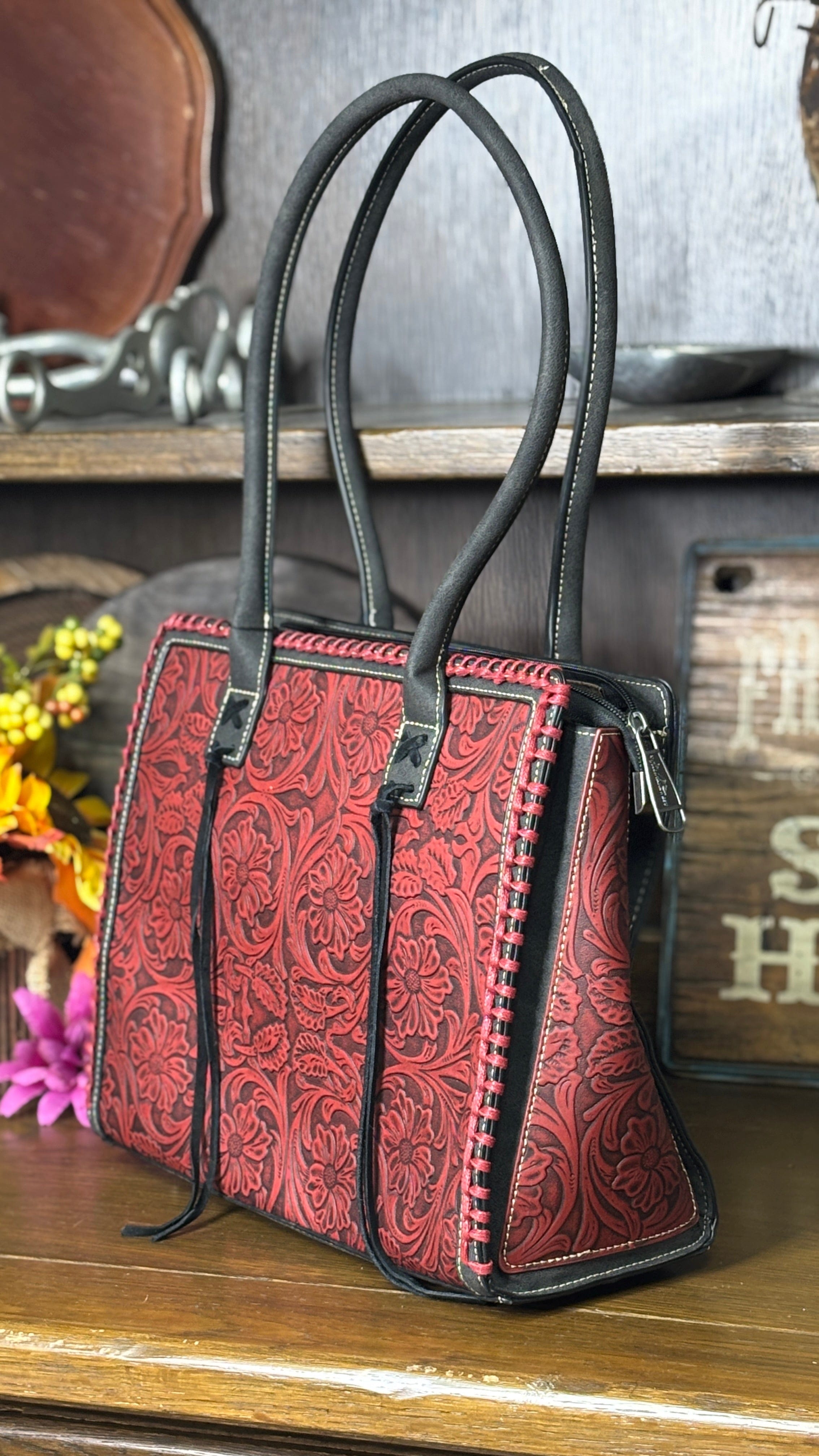 MW Tooled Concealed Carry Tote ~ Red - Henderson's Western Store