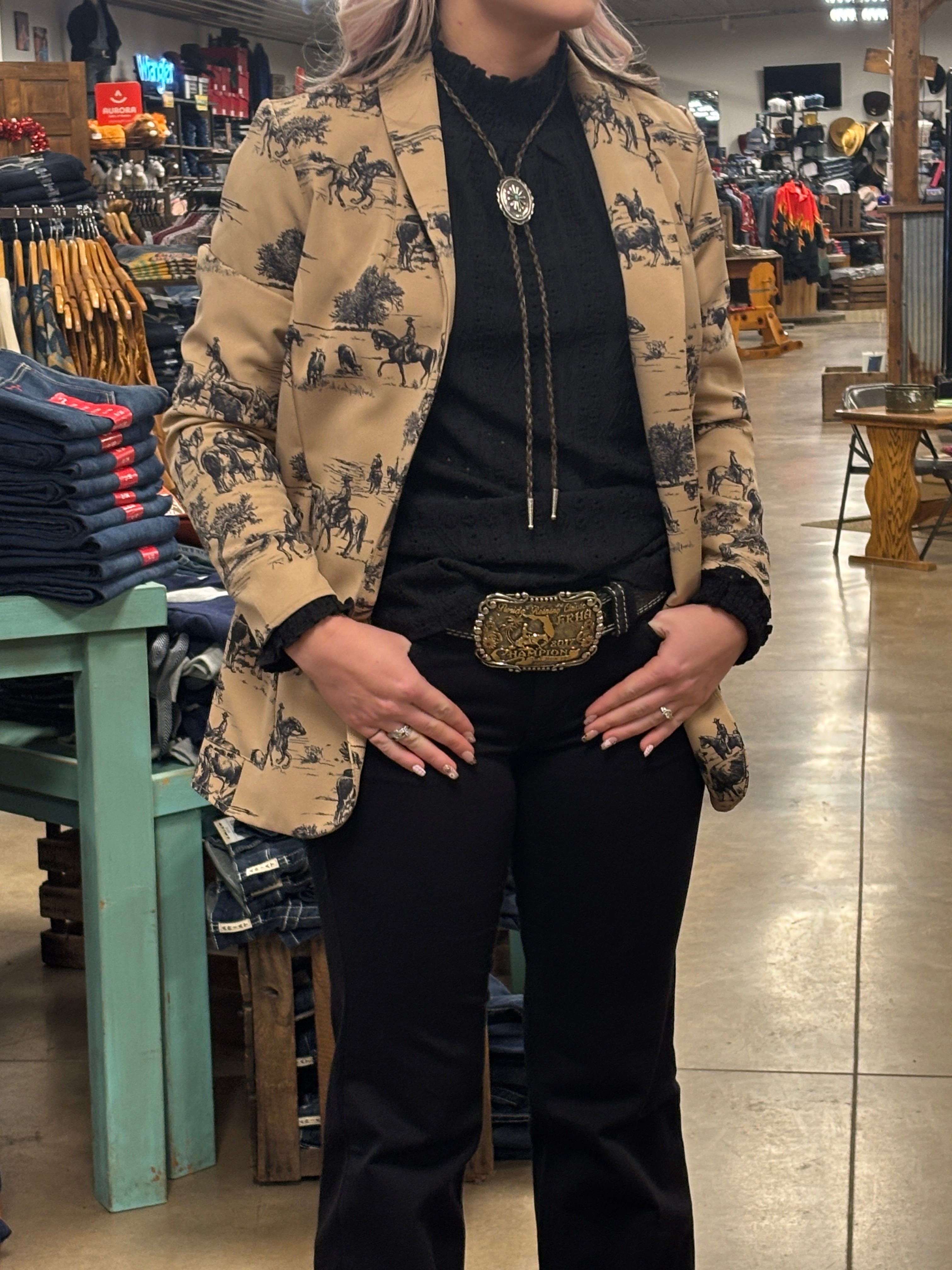 Wild West Print Woven Blazer - Henderson's Western Store