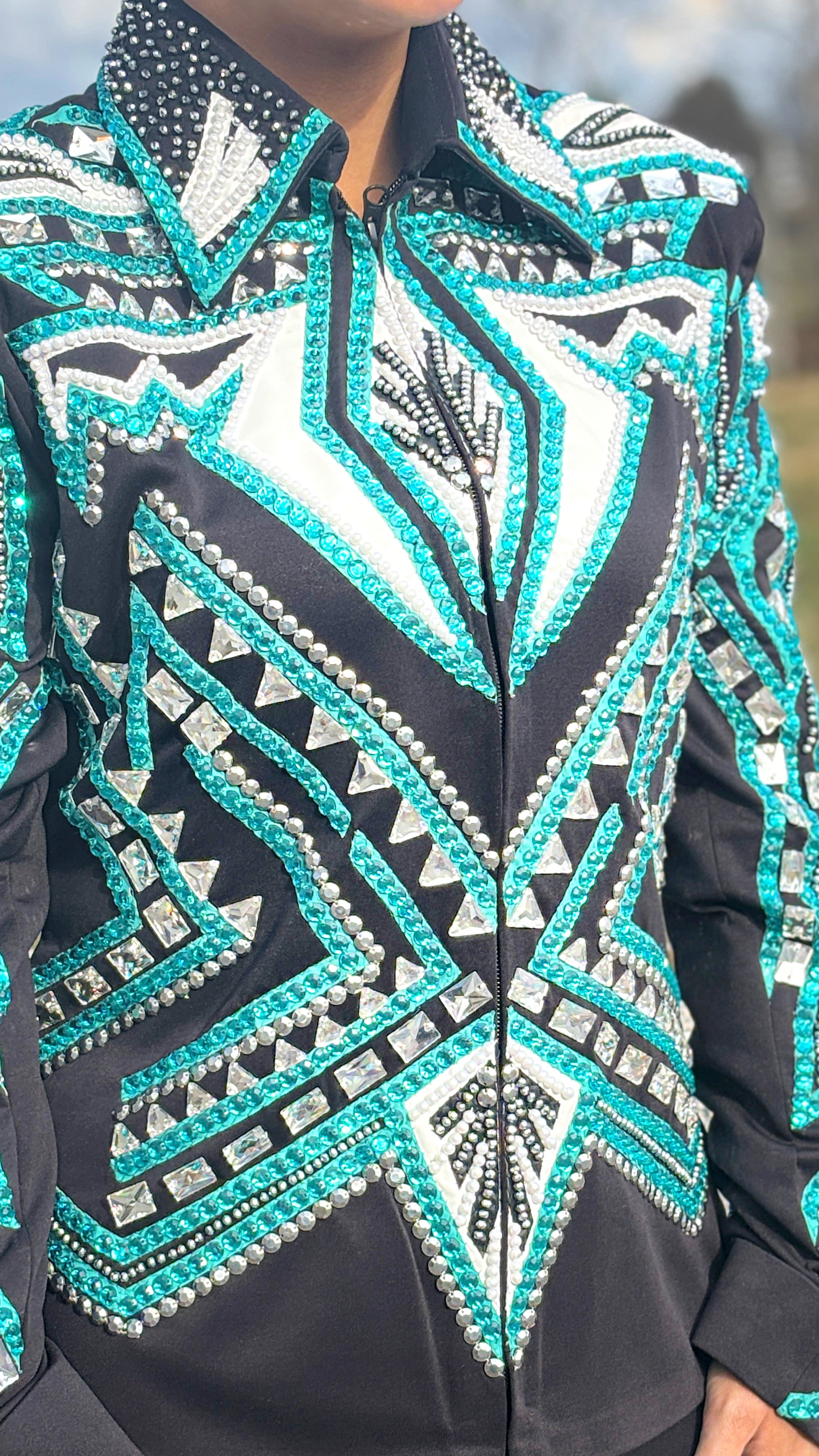 All Day Show Jacket ~ Teal & White - Henderson's Western Store