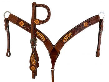Painted Floral & Feather One Ear Set - Henderson's Western Store