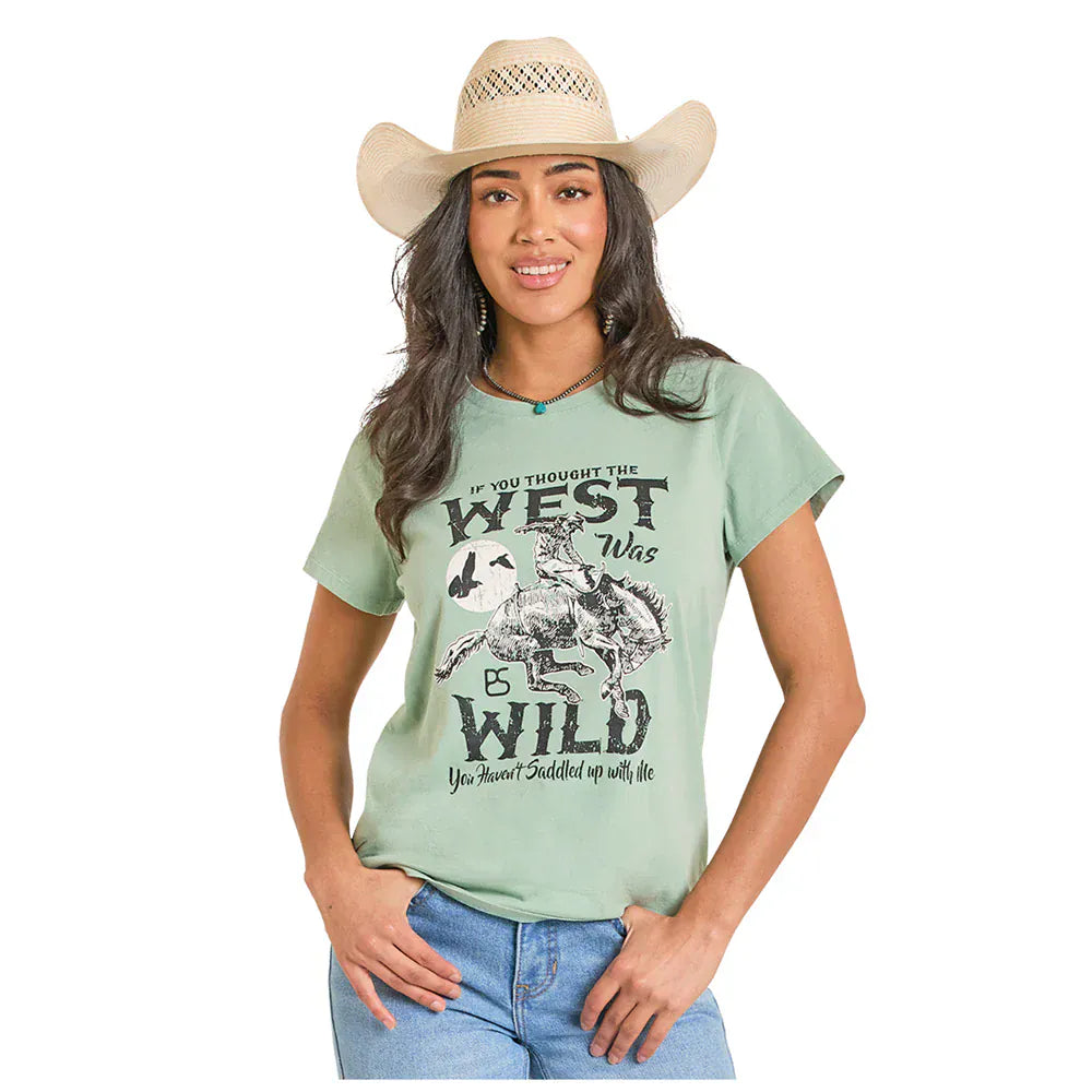 West Was Wild Tee by Panhandle ~ Jade - Henderson's Western Store