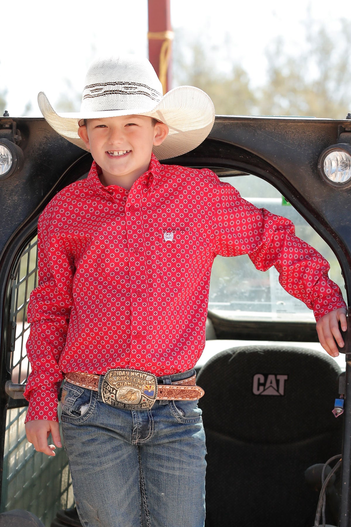 Boy's Cinch Geo Print ~ Red - Henderson's Western Store
