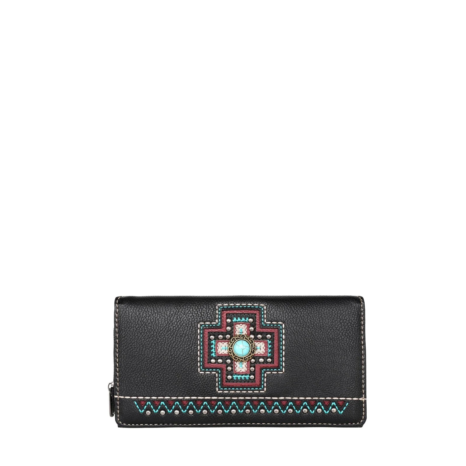 Montana West Cross Concho Wallet ~ Black - Henderson's Western Store